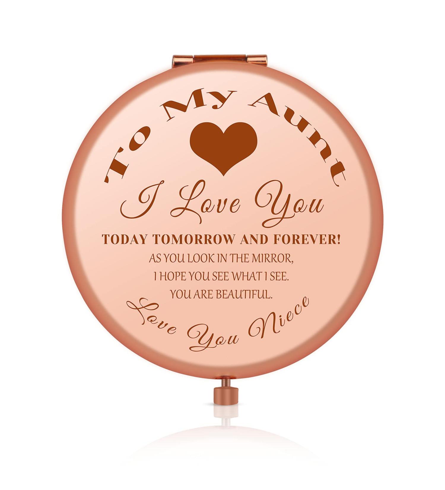 Jielahua Aunt Gift - Pocket Compact Makeup Mirror for Aunt | Birthday, Wedding, Thanksgiving Day Present from Niece - Best Auntie Gift - Buy Online on SooperMarket.com