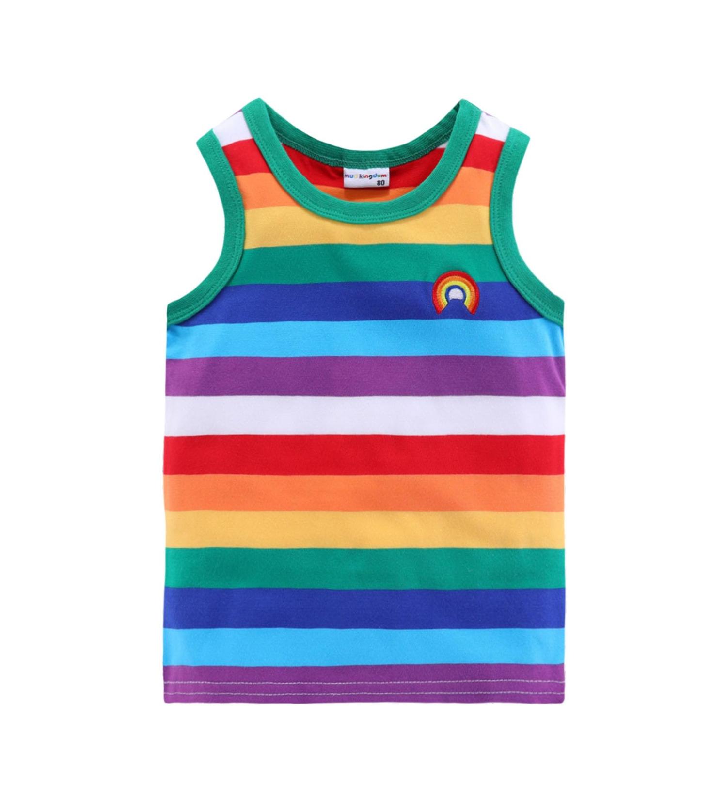 Mud Kingdom Little Boys Rainbow Stripe T-Shirt - Green Sleeveless (6 Years) - Buy Online on SooperMarket.com