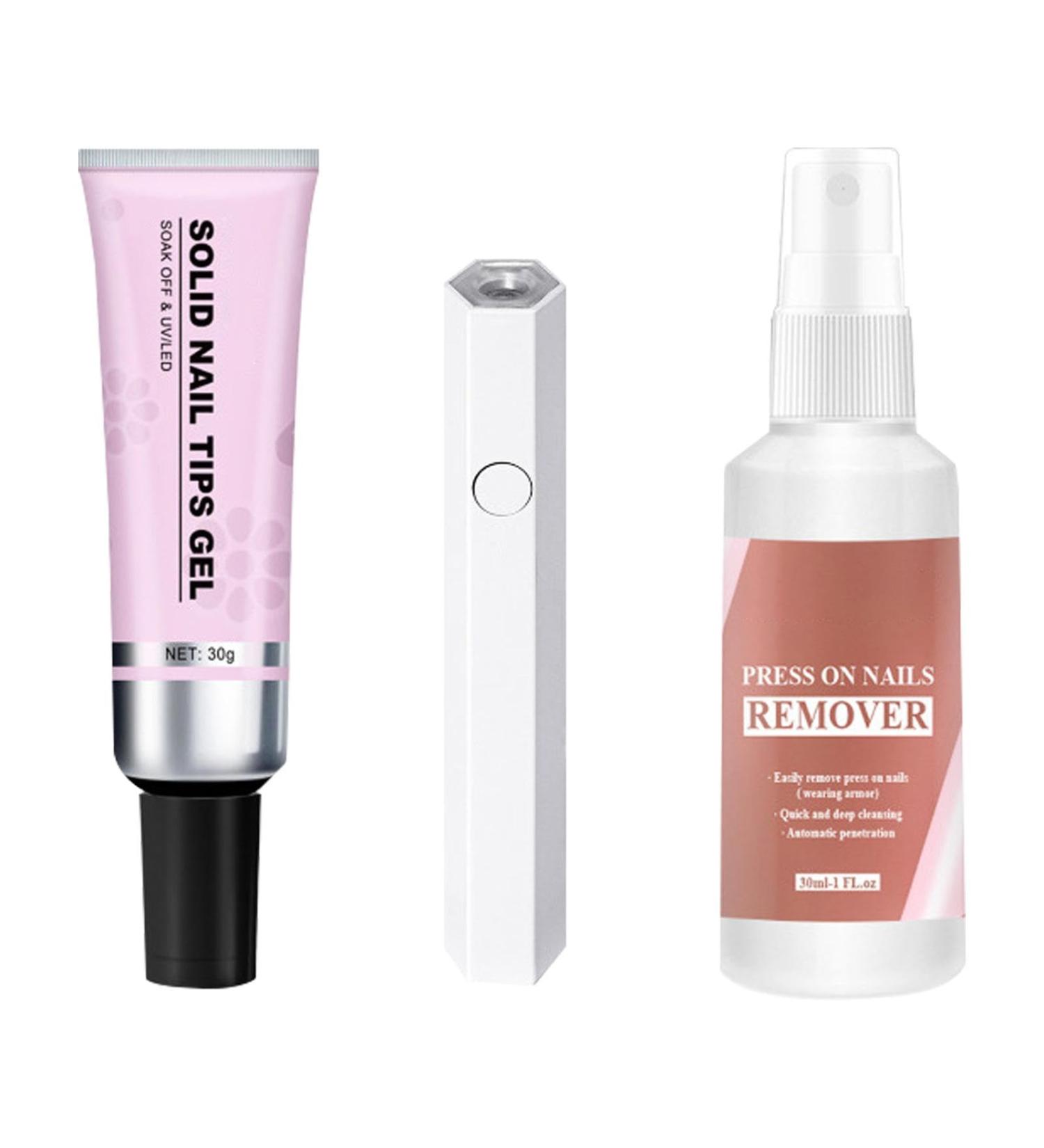 Teksome Solid Nail Gel Glue | Press On Nail Glue | Long Lasting Strong Adhesive Fake Acrylic Nails Extension Glue With Remover For Fake Nail Tips Lamp Curing Needed - Buy Online on SooperMarket.com
