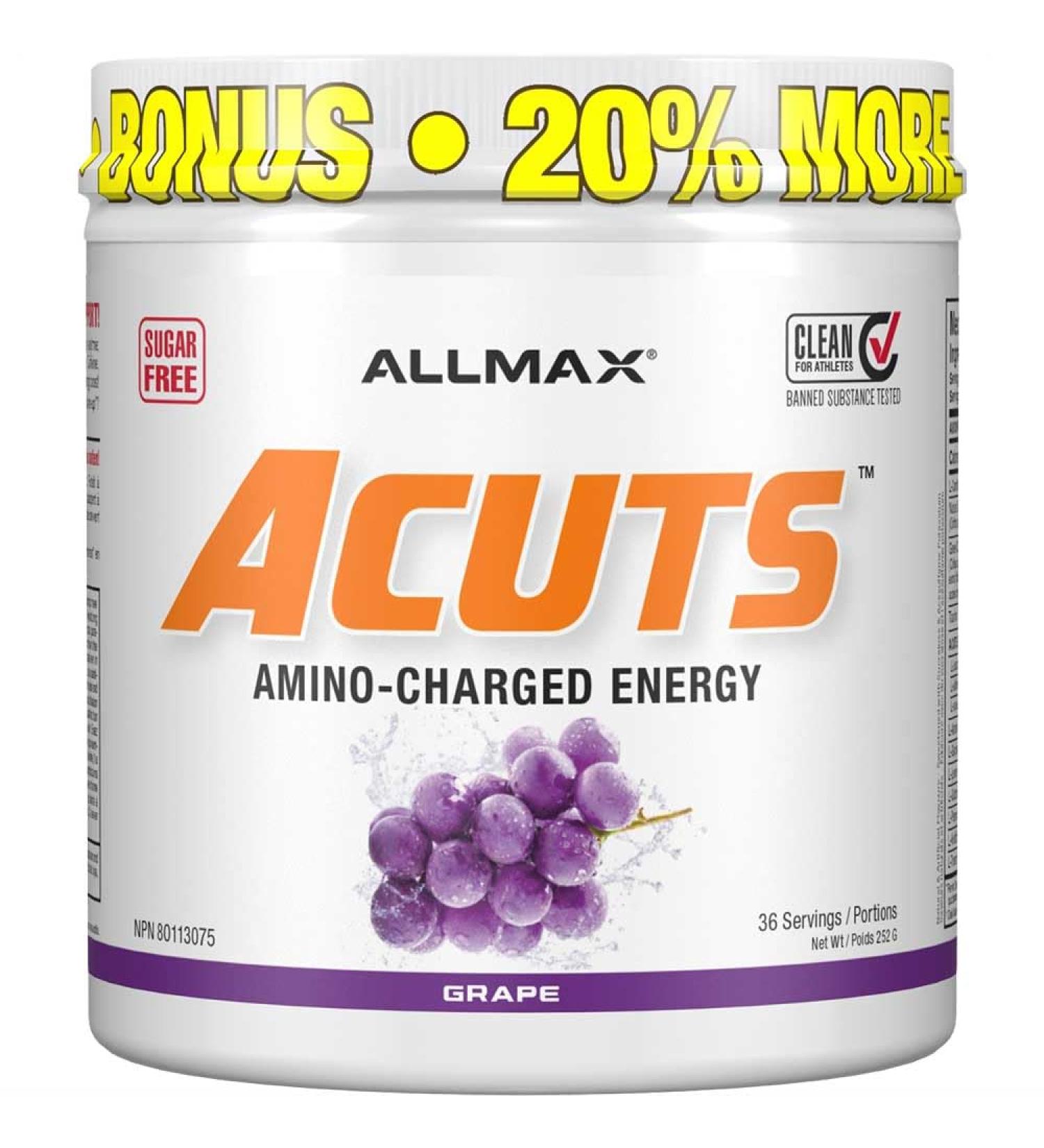ALLMAX Nutrition - AMINOCUTS (A:CUTS) - Weight-Management BCAA (L-Carnitine + Taurine + Green Coffee) - Grape -dye free- 252 Gram - 36 Servings 252-Gram Grape Escape 36 Servings (Pack of 1) - Buy Online on SooperMarket.com