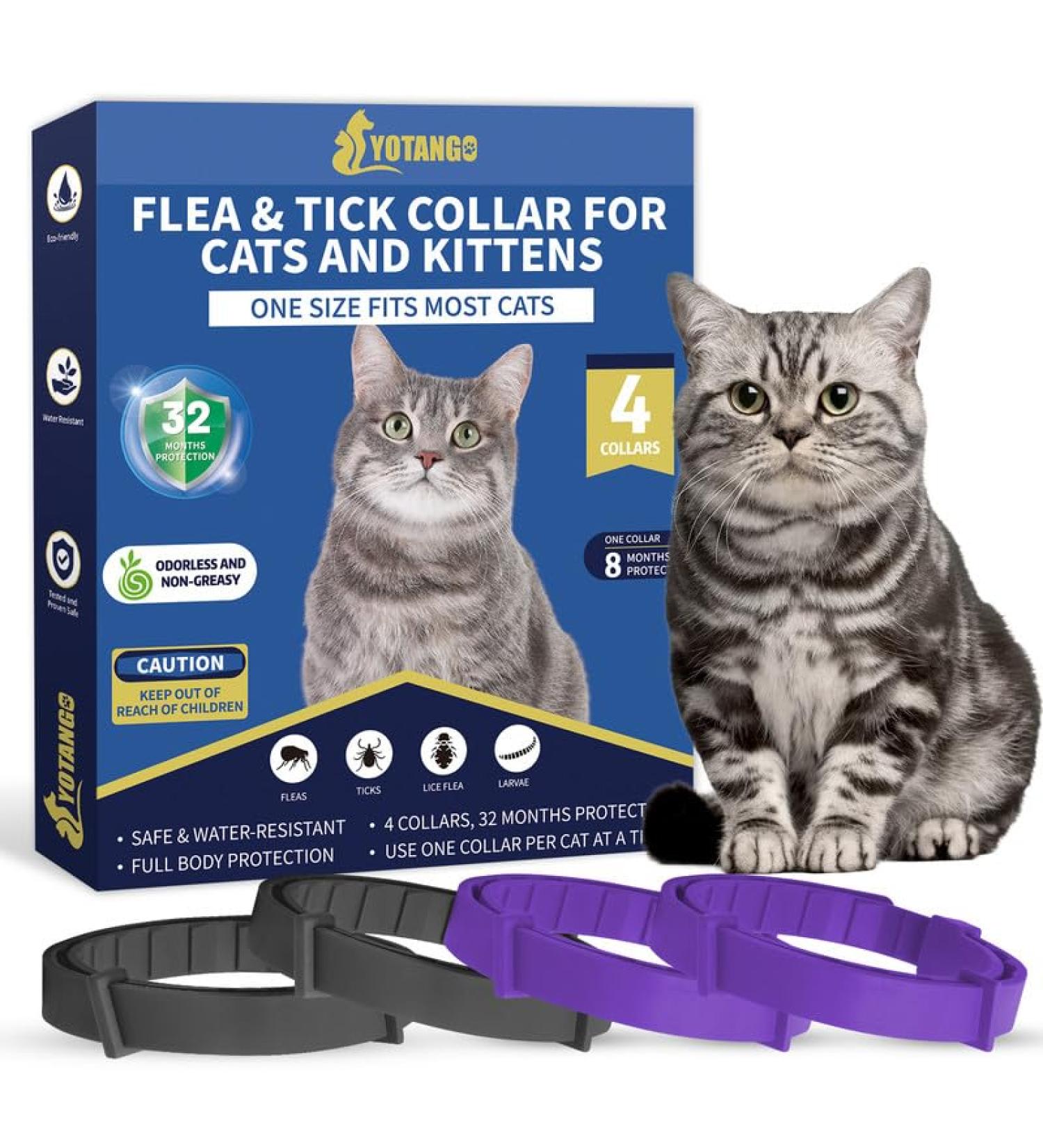 YOTANGO Cat Collar Repellent 4 Pack Cat Collar-Built-in Pant-Based Formula Strong Repellency Slow Release Pleasant Aroma Waterproof (PurpleBlack) - Buy Online on SooperMarket.com