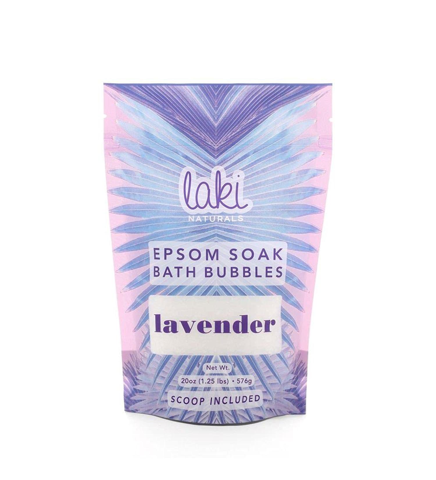 Laki Naturals Lavender Epsom Soak Bath Bubbles - 20oz (566g) | Coconut-Based, Paraben-Free Detox Bubble Bath with Epsom Salts for Relaxation - Buy Online on SooperMarket.com