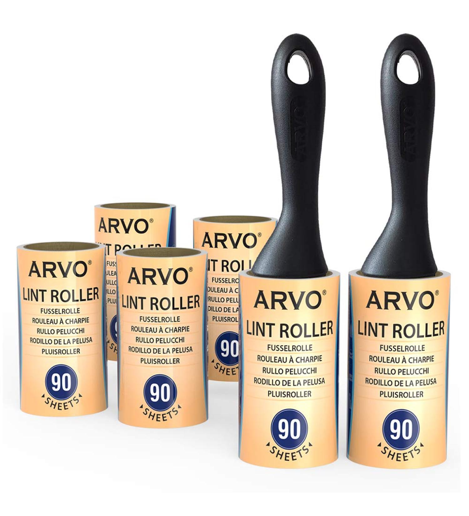 ARVO Lint Roller for Pet Hair and Dust Lint Rollers for Clothes Furniture s and Carpet Sticky Roller Contains 90 Sheets with 2 Handle with 6 Roll Pack of 6 Rolls / 2 Handles - Buy Online on SooperMarket.com