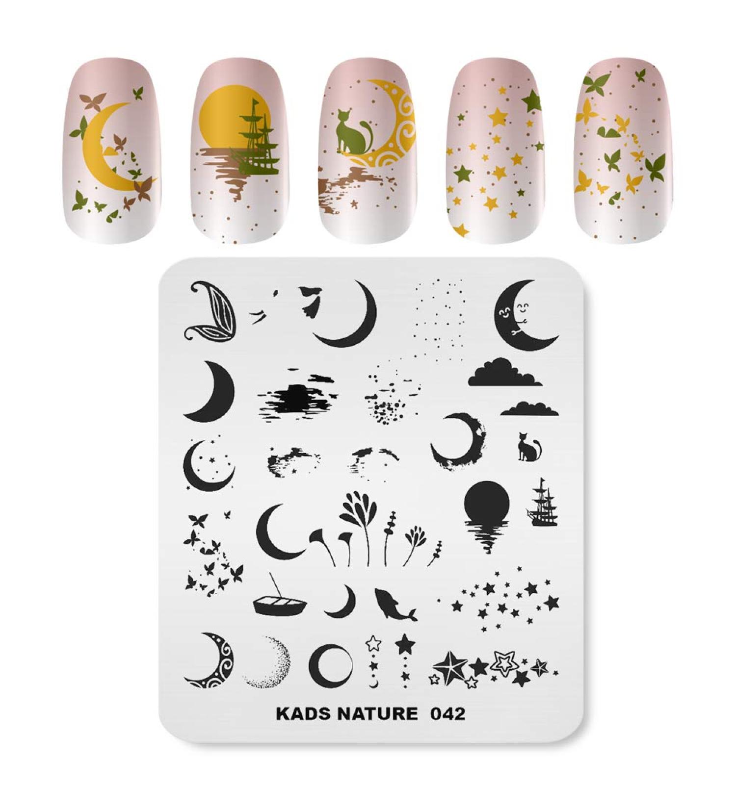 Alexnailart Stainless Steel Nail Stamping Template - Manicure Nail Art DIY Decoration NA042 - Buy Online on SooperMarket.com