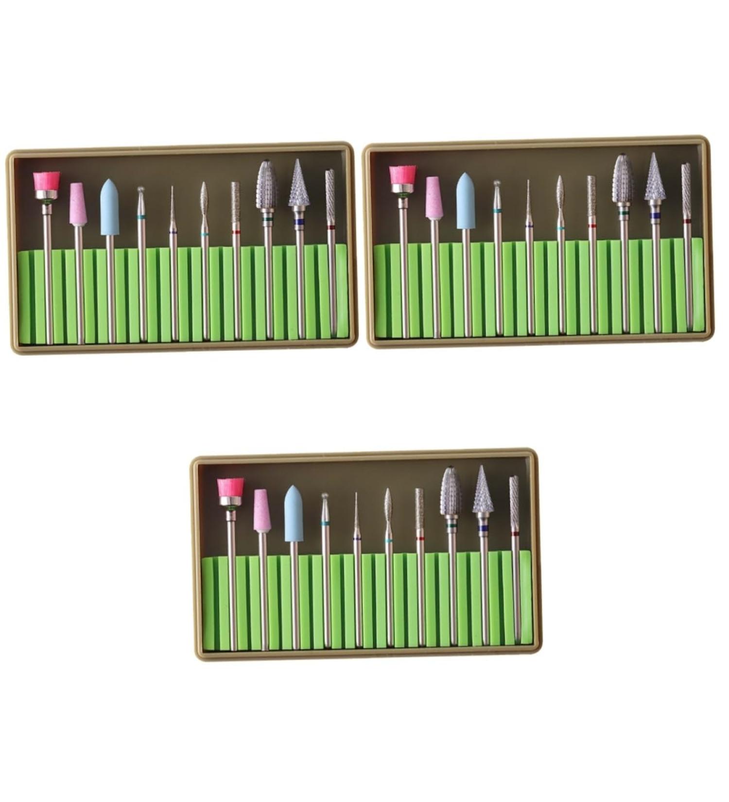 FOMIYES 3 Sets Manicure Drill Bits Nails Kits Nail Drill Bit Brush Manicure Pedicure Bit Nail Art Supplies Nail File Electric Nail Polish Gel Nail Drill Bits Polisher Tungsten Carbide 5x1cmx3pcs Greenx3pcs - Buy Online on SooperMarket.com