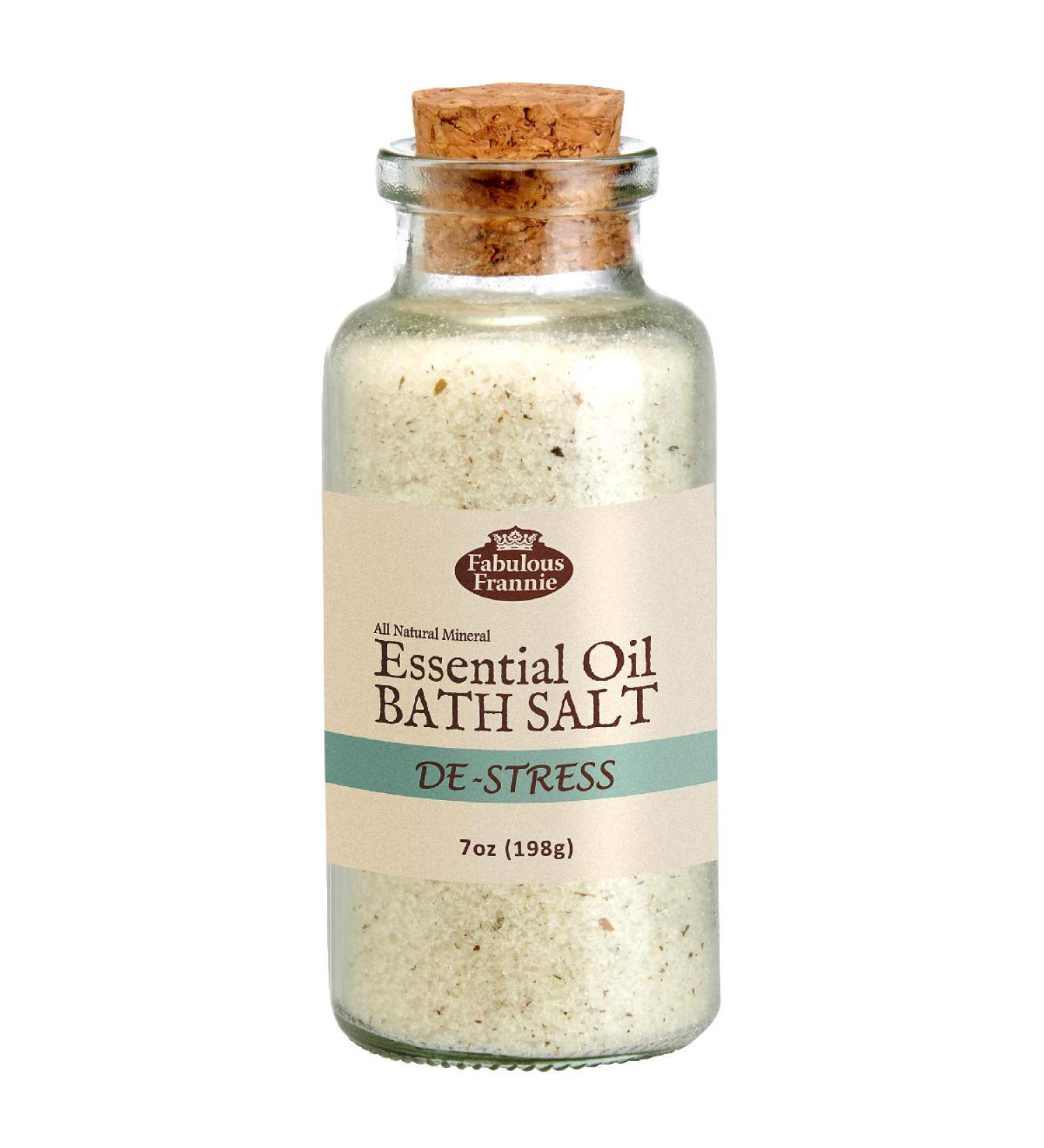 Fabulous Frannie De-Stress Therapeutic Mineral Bath Salt - 7oz Made with Pure Essential Oils Grapefruit  Ylang Ylang and Lavender