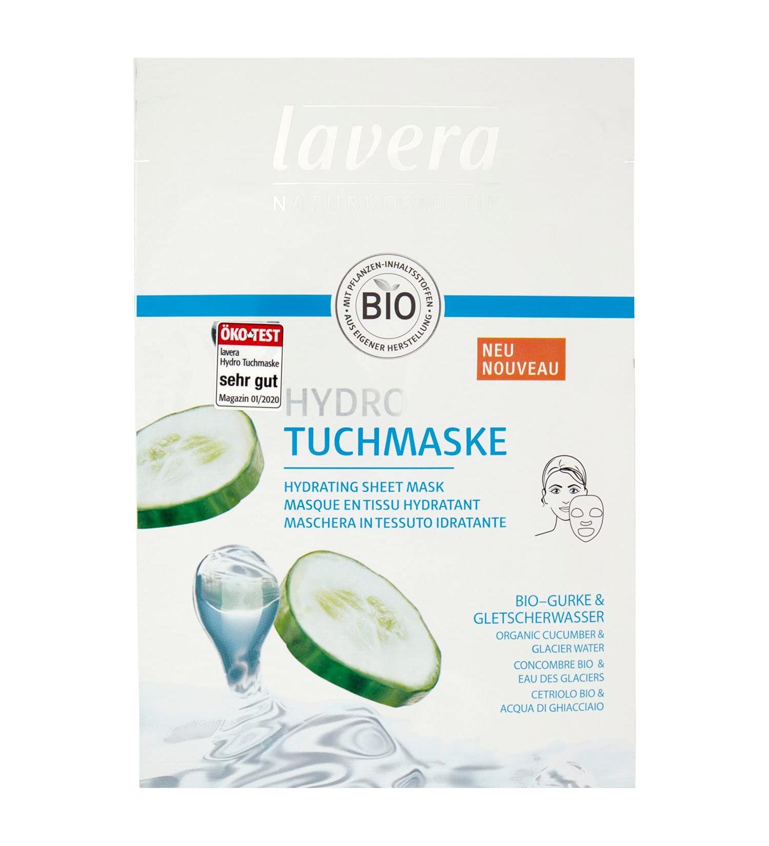 Lavera Hydro Tuchmask - Organic Cucumber & Glacier Water Face Mask | Intensive Moisture & Refreshing Skin | Vegan Natural Cosmetics - 1 Pack - Buy Online on SooperMarket.com