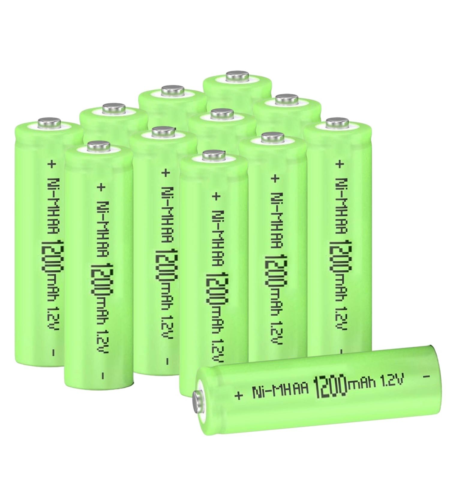 Ni-MH Rechargeable AA Batteries 1.2V 1200mAh - High Capacity for Solar Lights Mouse & Keyboard (Pack of 12 - Buy Online on SooperMarket.com