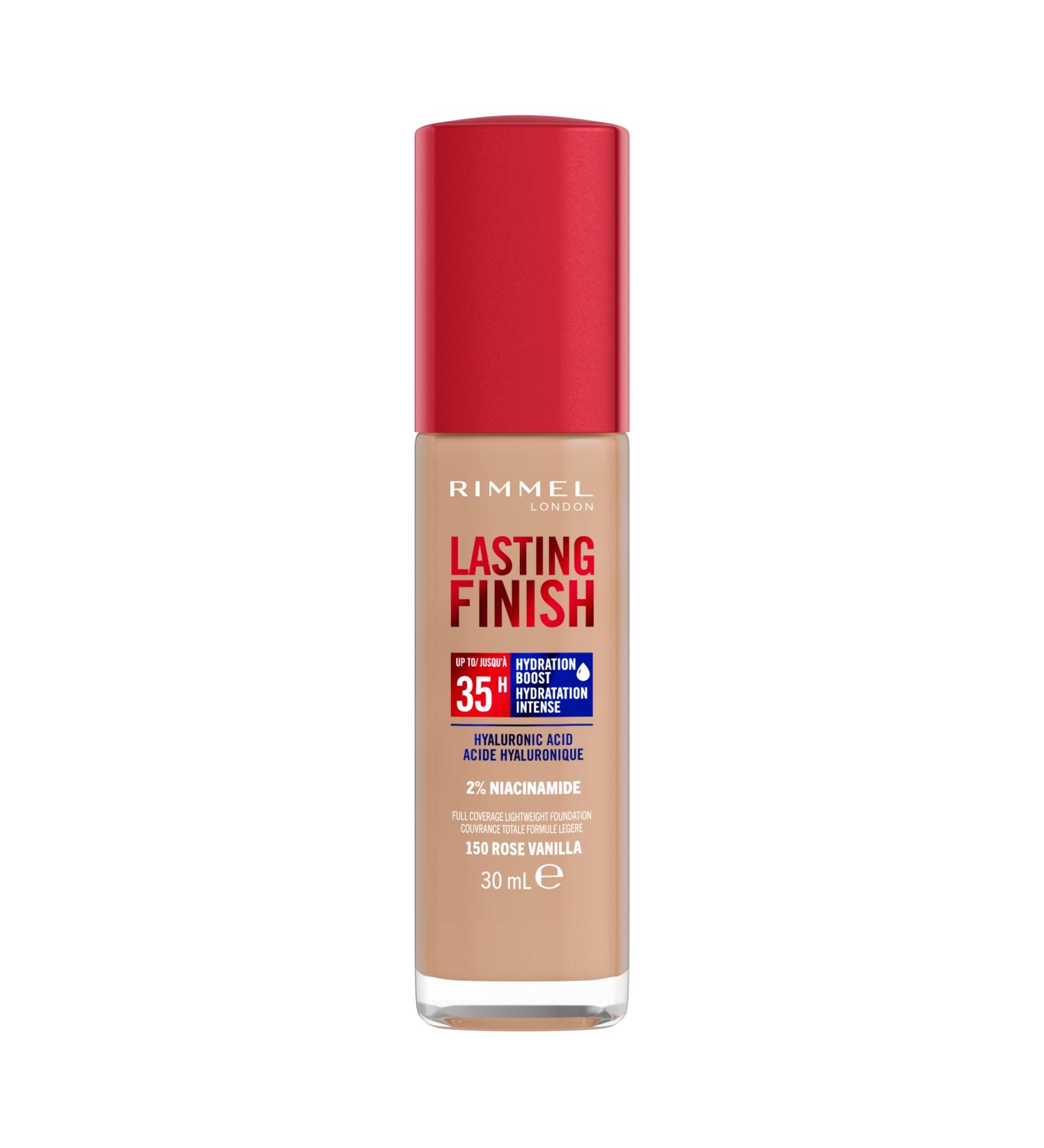 Rimmel London - Lasting Finish 35 Hour Foundation Long-Wearing Hydrating Vegan Formula Full-Coverage - Rose Vanilla 1 count (Pack of 1) Rose Vanilla - 150 - Buy Online on SooperMarket.com