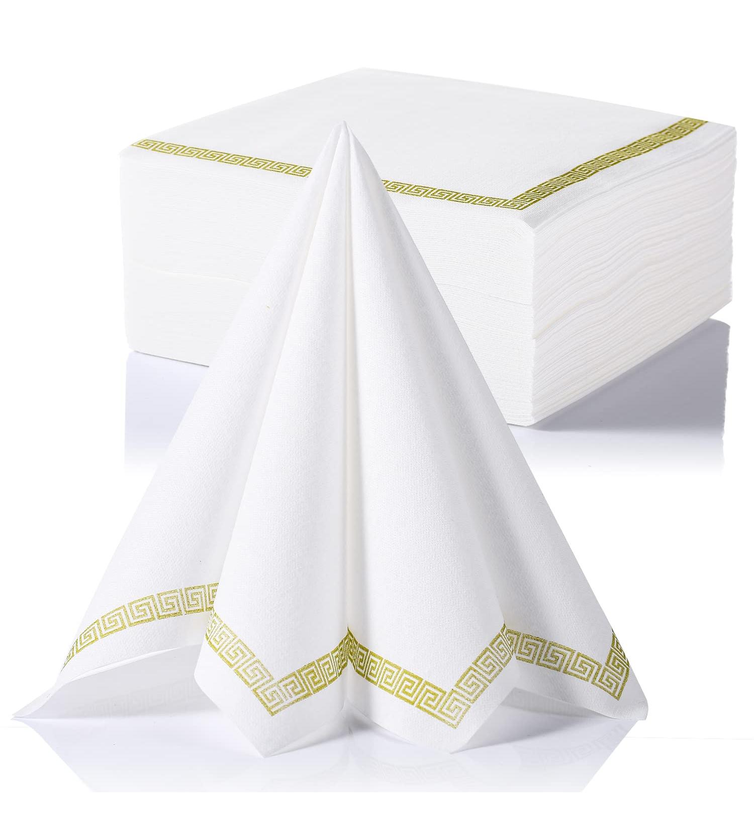 LEKOCH 50 PCs Premium Airlaid Napkins - Elegant White Design 40x40cm - High-Quality Disposable Napkins for Weddings & Events - Buy Online on SooperMarket.com