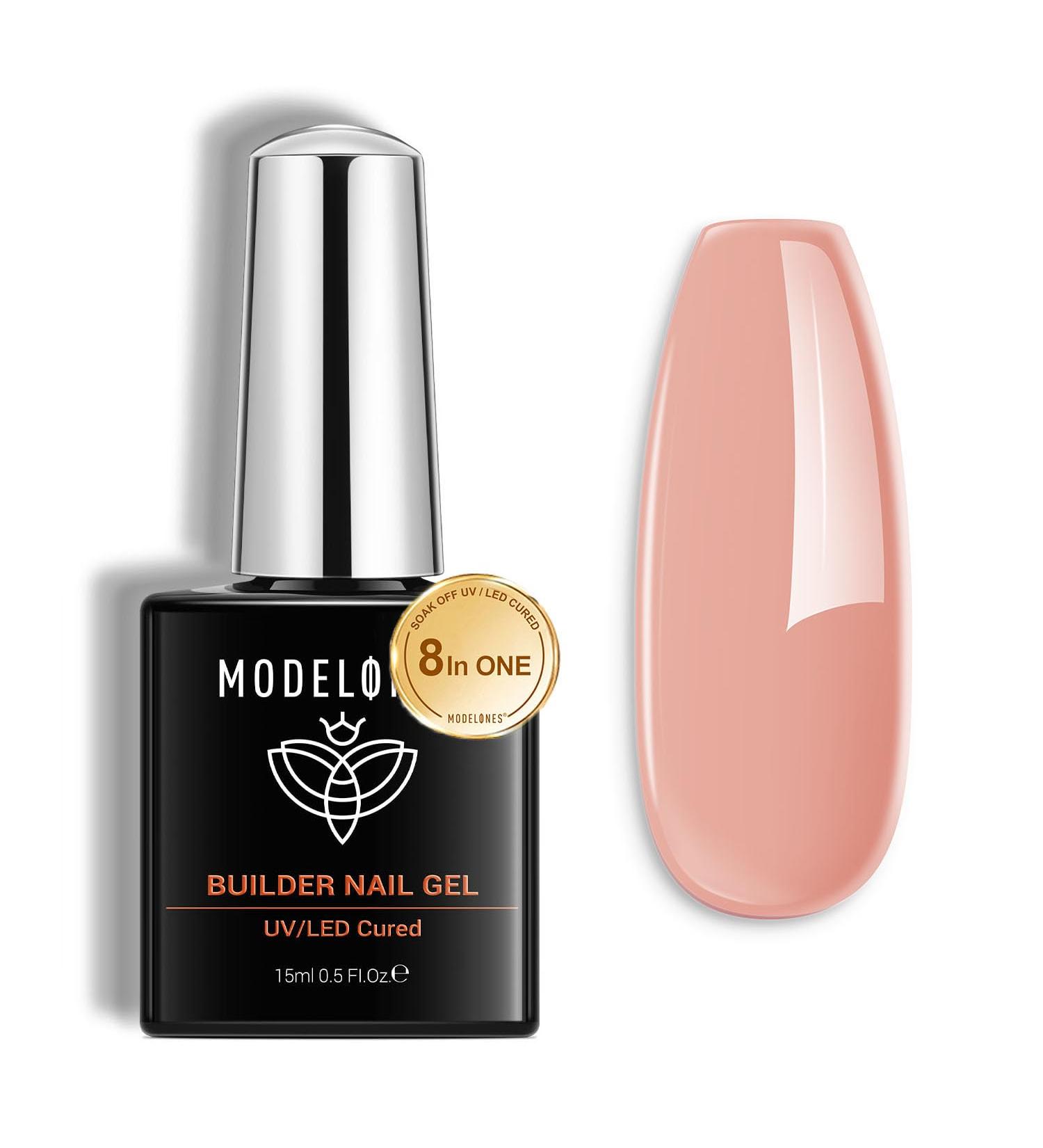 Modelones Pink Builder Gel - 15ml UV Hard Gel for Nail Extensions & Strengthening | Ideal for Gel Nails Art - Buy Online on SooperMarket.com