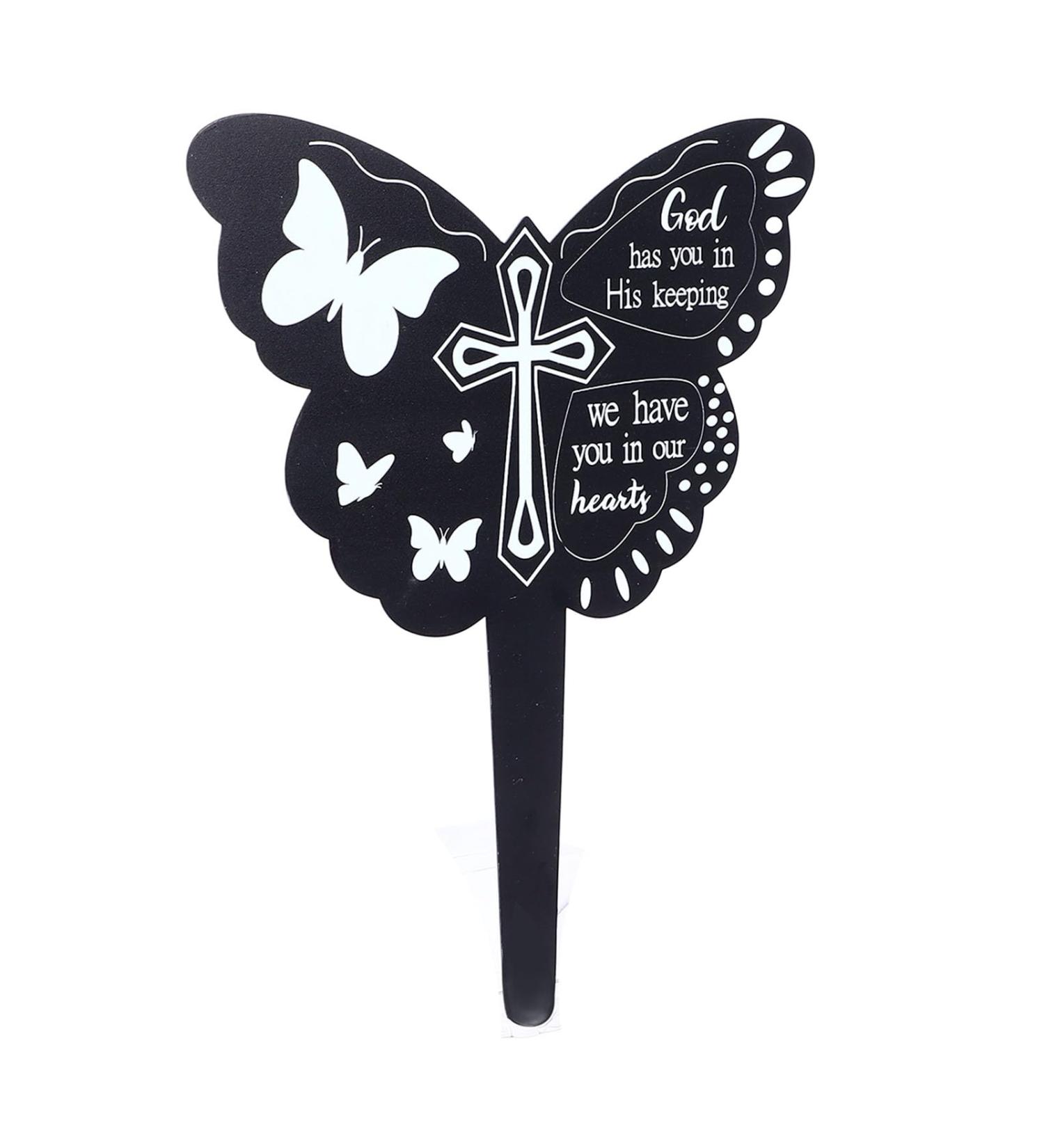 Memorial Stake Plaque Markers Graveyard Decoration Garden for Butterfly Black Plaques - Buy Online on SooperMarket.com