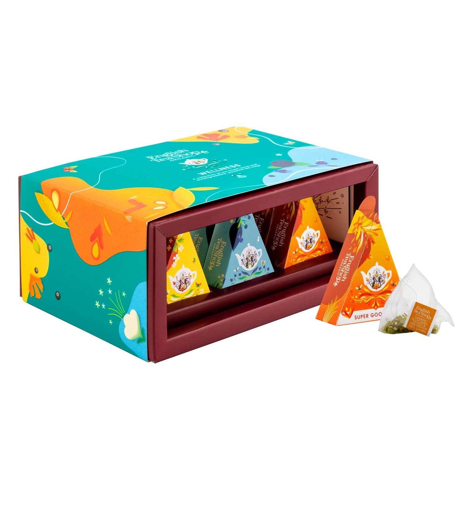 Shop ETS Organic Tea Gift Set - Wellness Sample Box with 12 Pyramid Bags for Birthdays Mother's Day Easter & Christmas - Buy Online on SooperMarket.com