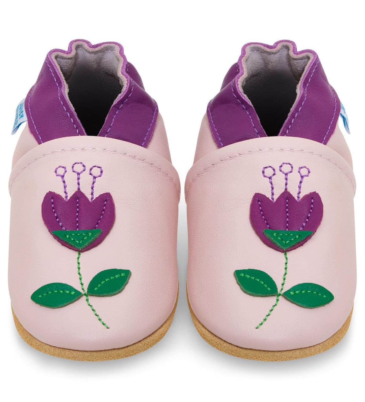 Soft Sole Leather Baby Shoes for Boys and Girls | Toddler Walking Shoes 2-3 Years | Tulips Design - Buy Online on SooperMarket.com