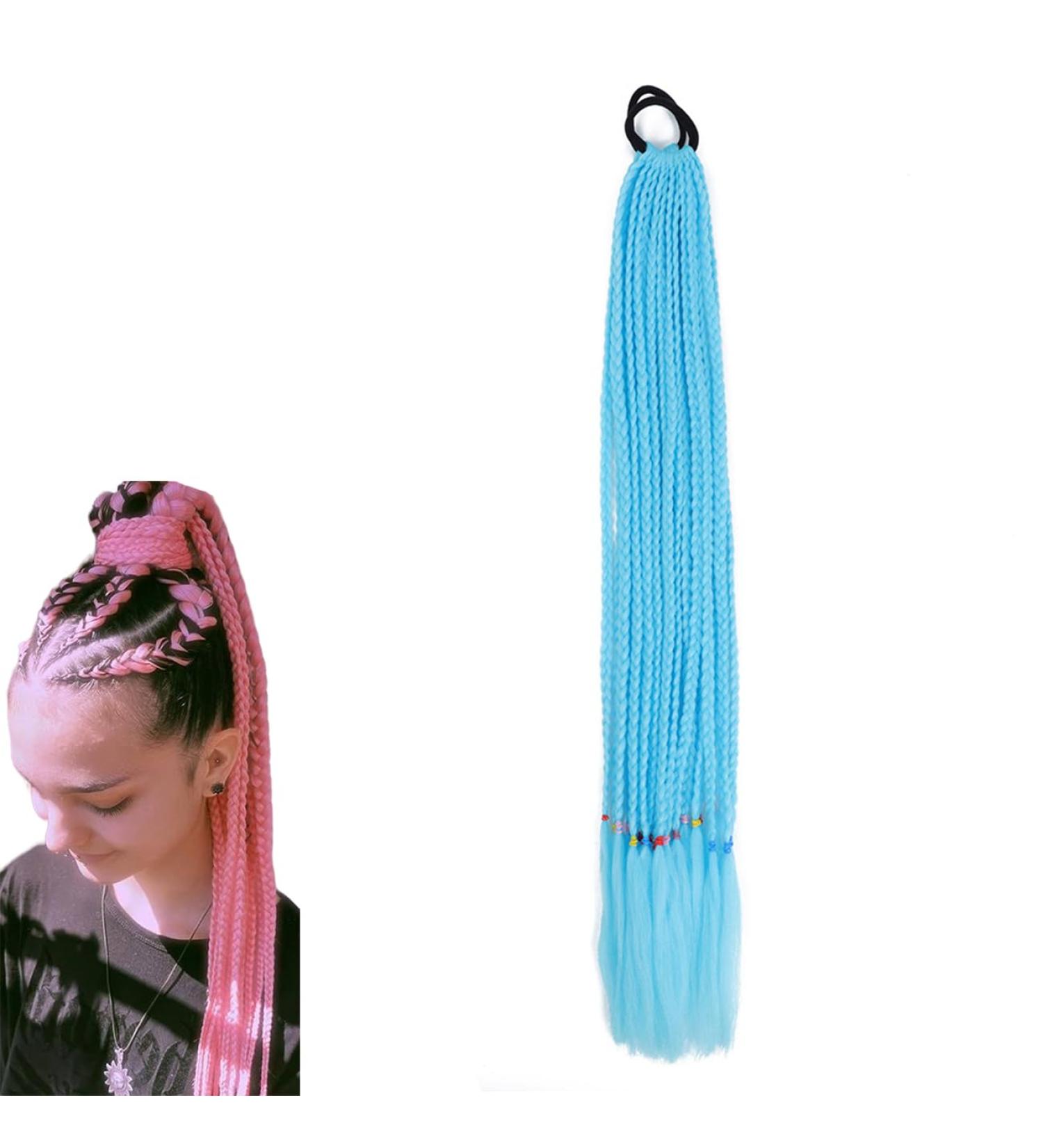 prinfantasy Girl Colored Wig Ponytail Hair Accessories Headband Rubber Band Beauty Hair Headband Sky Blue BZ149 GBBZ149 24 inch - Buy Online on SooperMarket.com