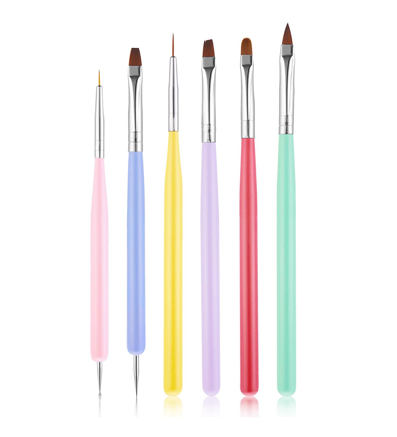 WLLHYF 6Pcs Nail Art Brushes Set - Design Tools for Gel Nail Polish, Carved Brush, Liner Brush, Dotting Pen - Ideal for Home Salon DIY Manicure - Buy Online on SooperMarket.com