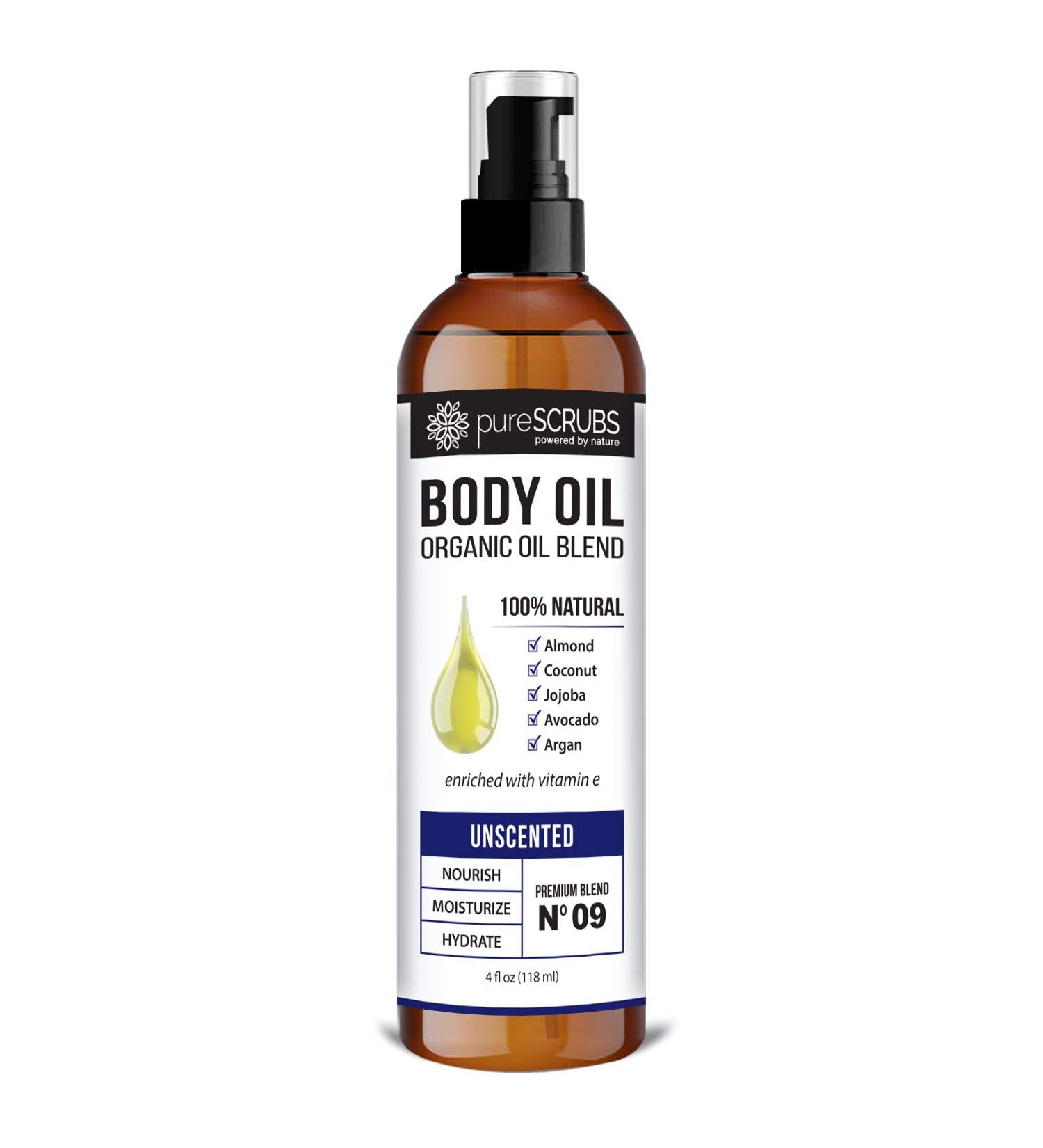 pureSCRUBS Unscented Body Oil Spray for Dry Skin & Massage | Organic Jojoba, Argan, Coconut, Sweet Almond, Avocado Oils with Vitamin E | 4oz - Buy Online on SooperMarket.com