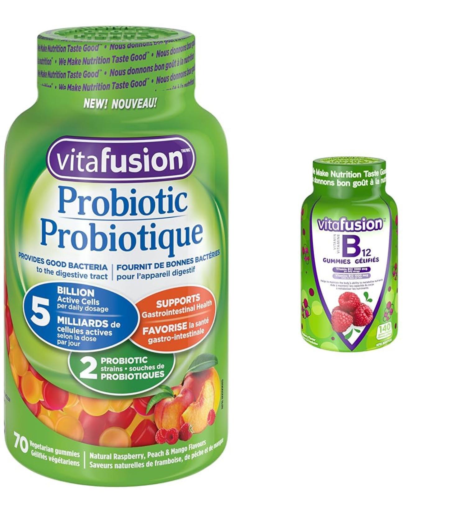 Vitafusion Probiotic Adult Gummies 2 Probiotic Strains & B12 Adult Vitamin Gummies 1000 Mcg Vitamin B12 Daily Dose Helps Metabolize Nutrients 140 Count 2 Month Supply Packaging May Vary Gummies + 1000 Mcg Vitamin B12 - Buy Online on SooperMarket.com