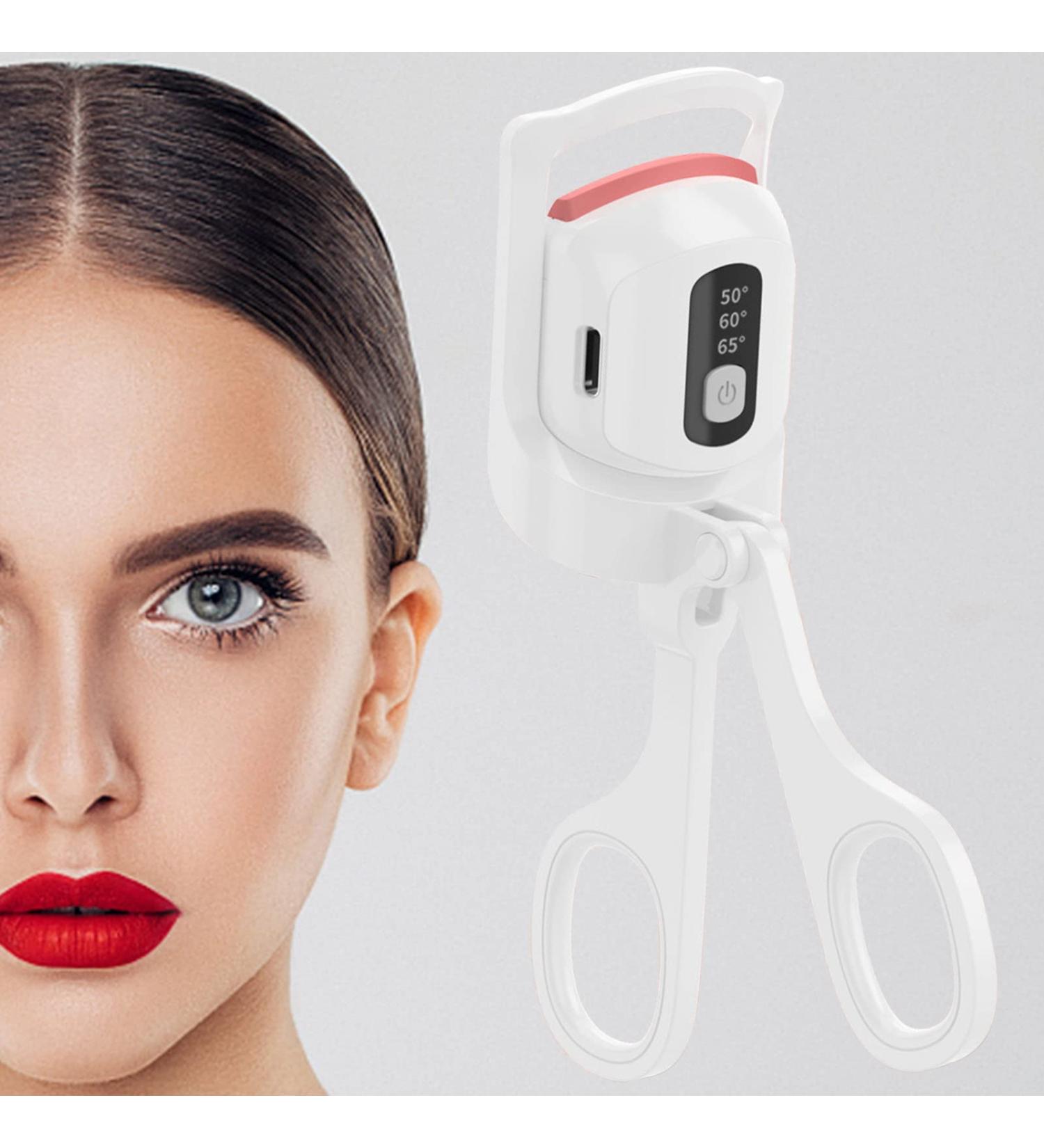 Heated Eyelash Curler - USB Rechargeable, Digital Display, 3 Temperature Settings - White - Buy Online on SooperMarket.com