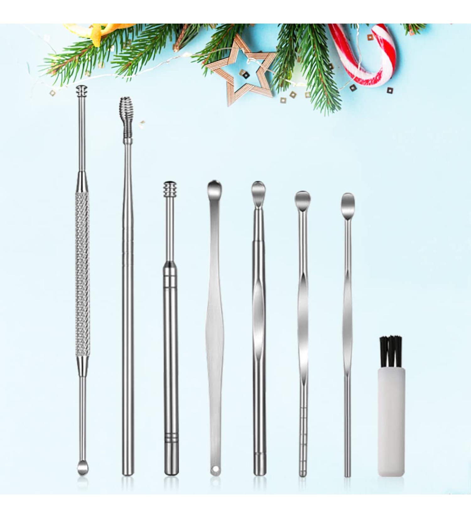Professional 8 Pcs Ear Wax Removal Kit - Stainless Steel Ear Pick Set with Cleaning Brush & Storage Box - Buy Online on SooperMarket.com