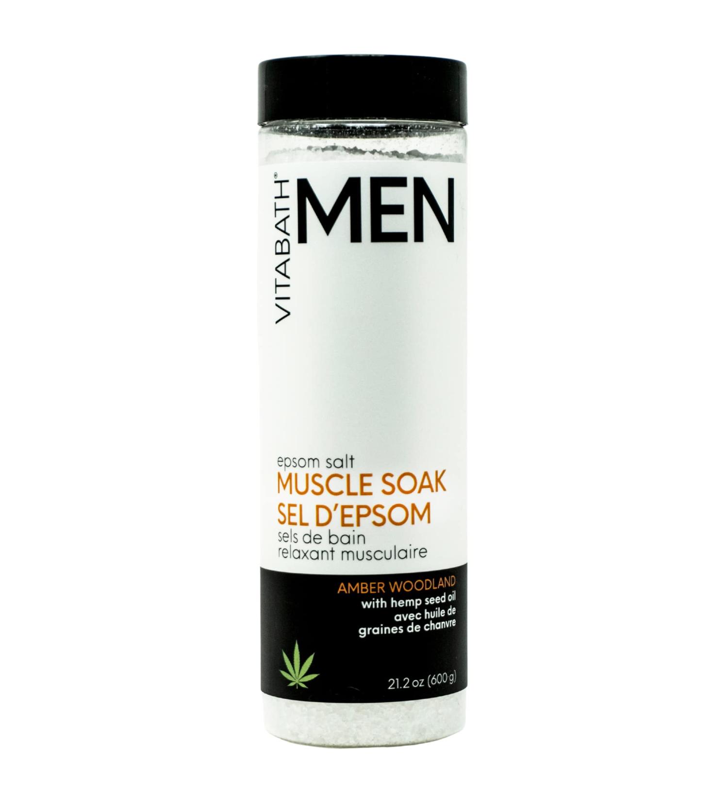 Vitabath Men's Amber Woodland Epsom Salt Muscle Soak - 21.2 oz for Workout Recovery & Relaxation - Buy Online on SooperMarket.com