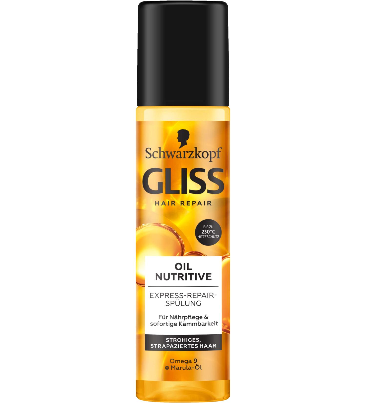 GLISS Express Repair Reneration Oil - 2 x 200 ml | Hair Care for Damaged Strain Hair | Heat Protection Up to 230 C - Buy Online on SooperMarket.com