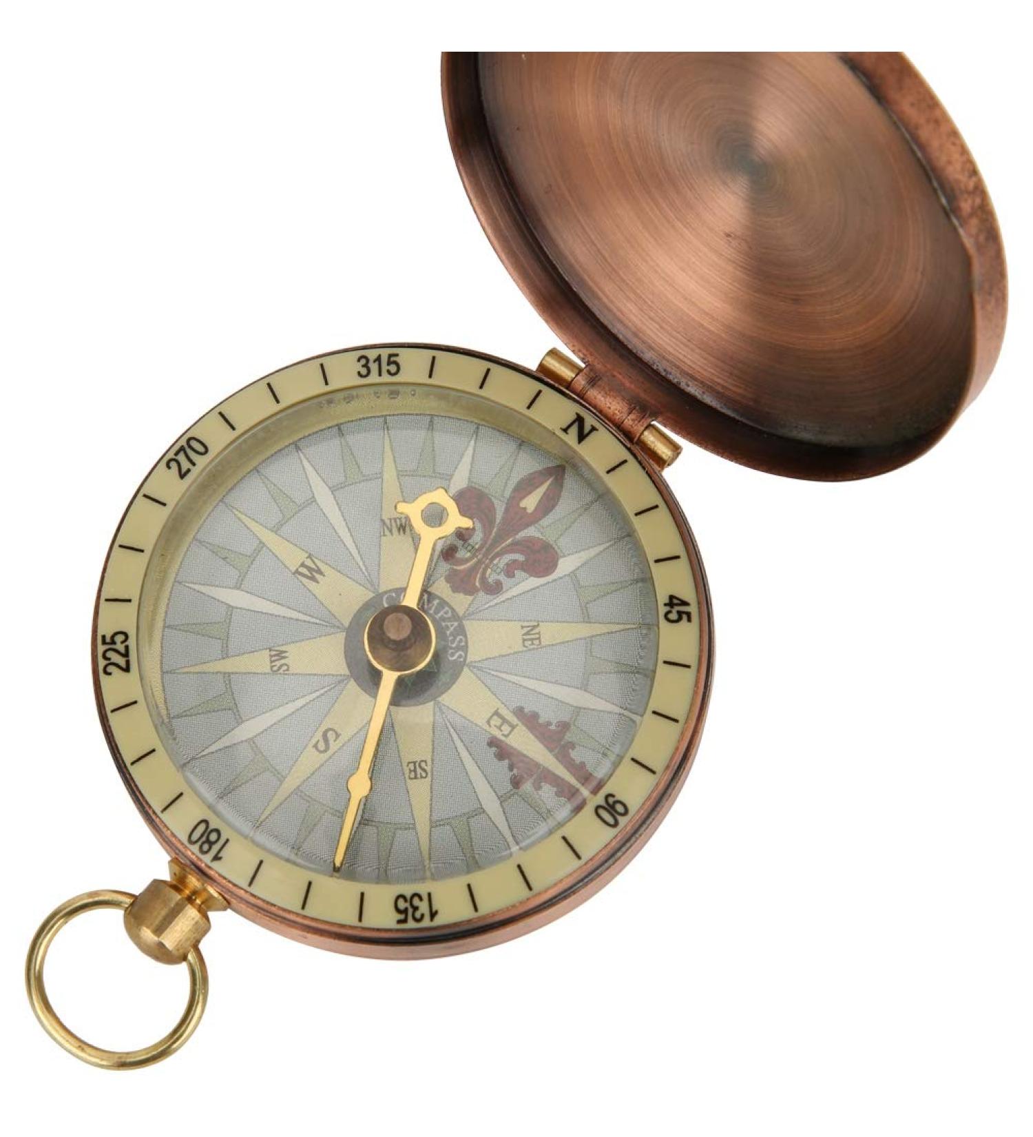 Vintage Pocket Watch Compass | Antique Brass Hinged Lid | Portable Outdoor Navigation for Backpacking Camping & Hiking - Buy Online on SooperMarket.com