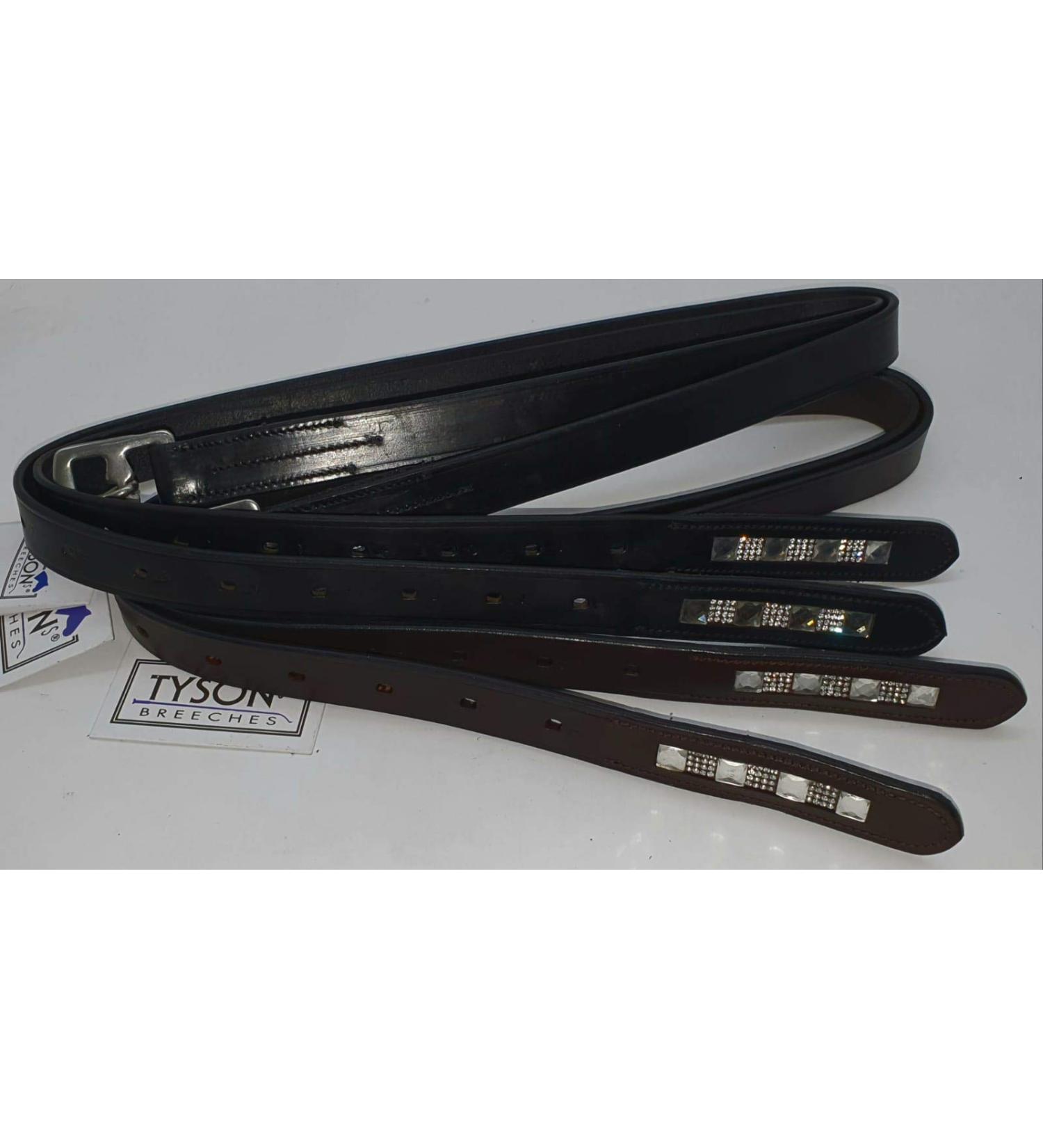 Children's Stirrup Strings Leather Glittering Big Liz - Brown Black 100/110/120 cm Straps | Tysons (120 cm Dark Brown) - Buy Online on SooperMarket.com