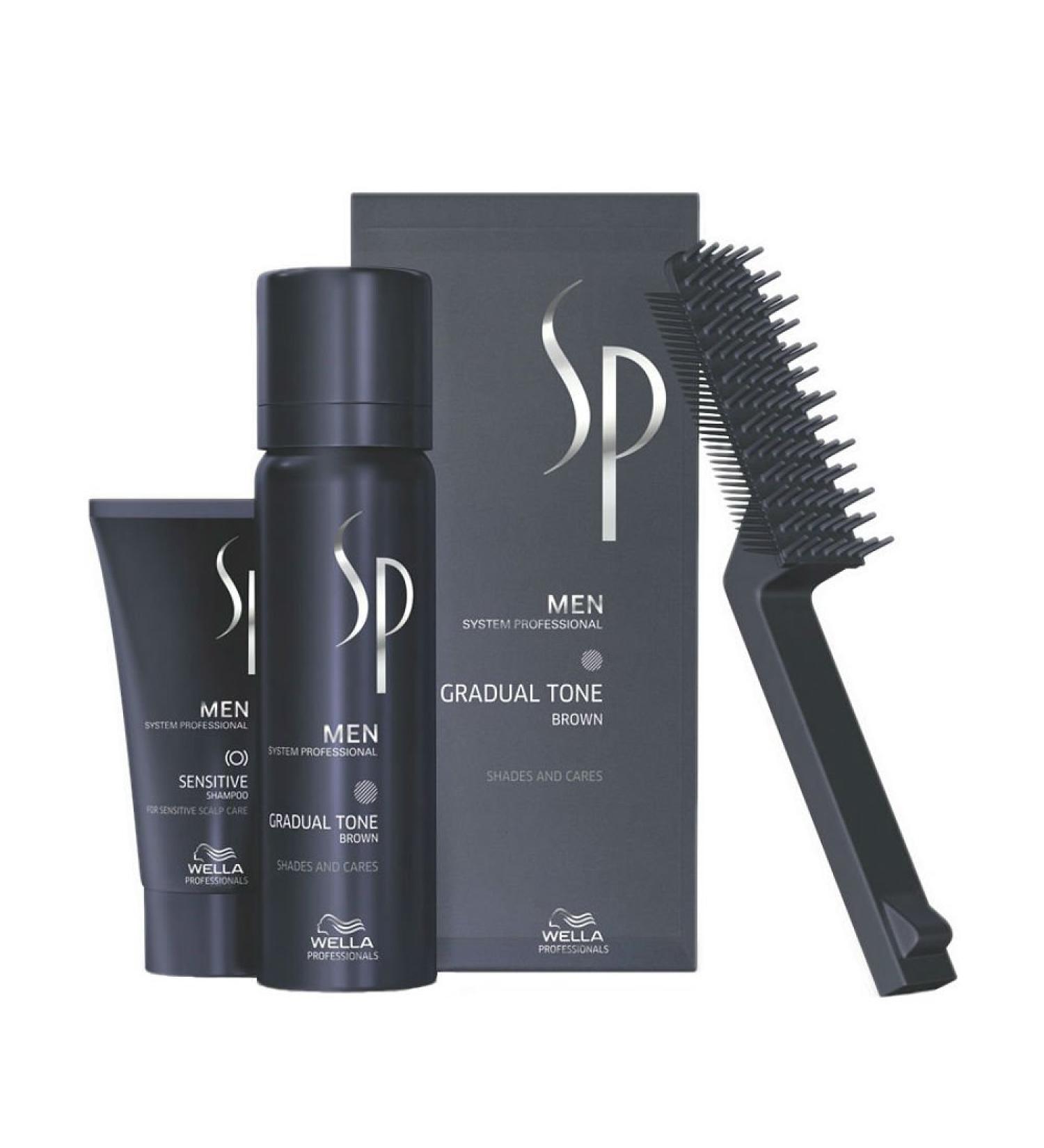 SP WELLA SP Men Gradual Tone Brown Set (Shampoo (30ml) Colour Foam (60ml) Comb) 90 ml