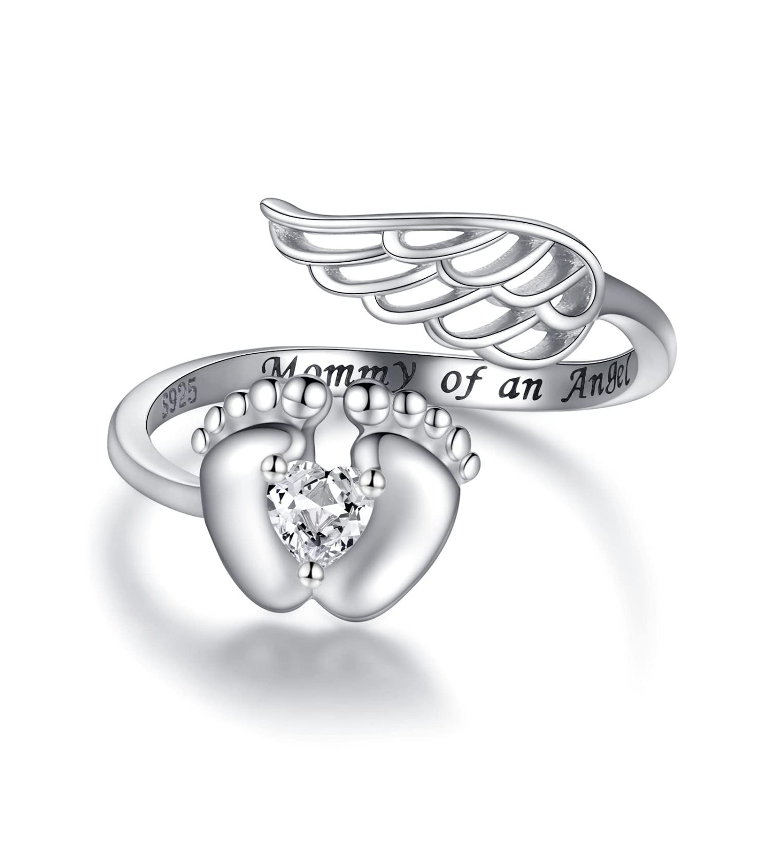 APOTIE Sterling Silver Miscarriage Ring - Infant Loss Jewelry for Women | Memorial Pregnancy Rings with Cubic Zirconia - Buy Online on SooperMarket.com
