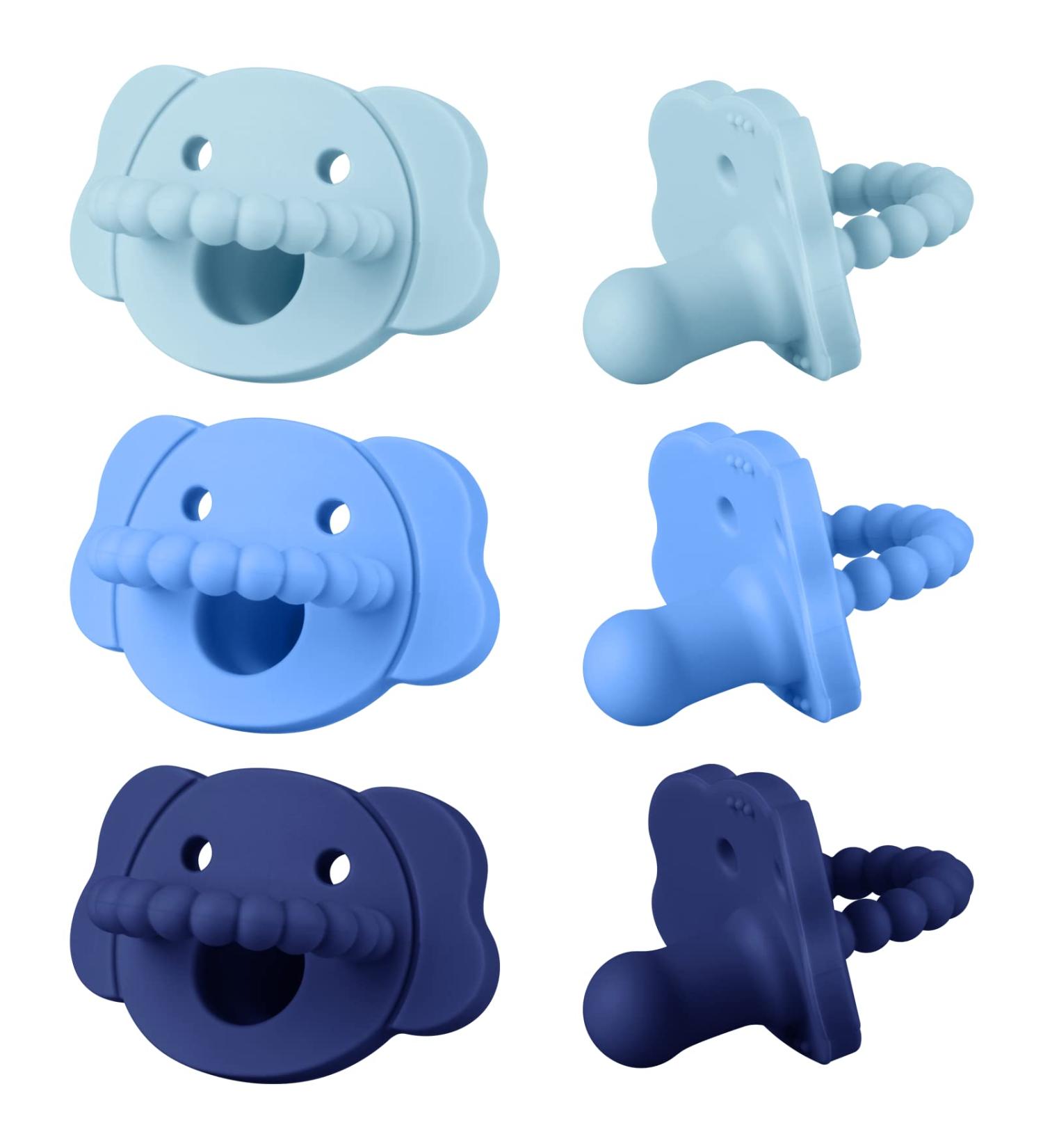 Silicone Baby Pacifier with Collapsible Handle | BPA Free Soother for 6-18 Months Old | 6-Pack Sports Colors - Buy Online on SooperMarket.com