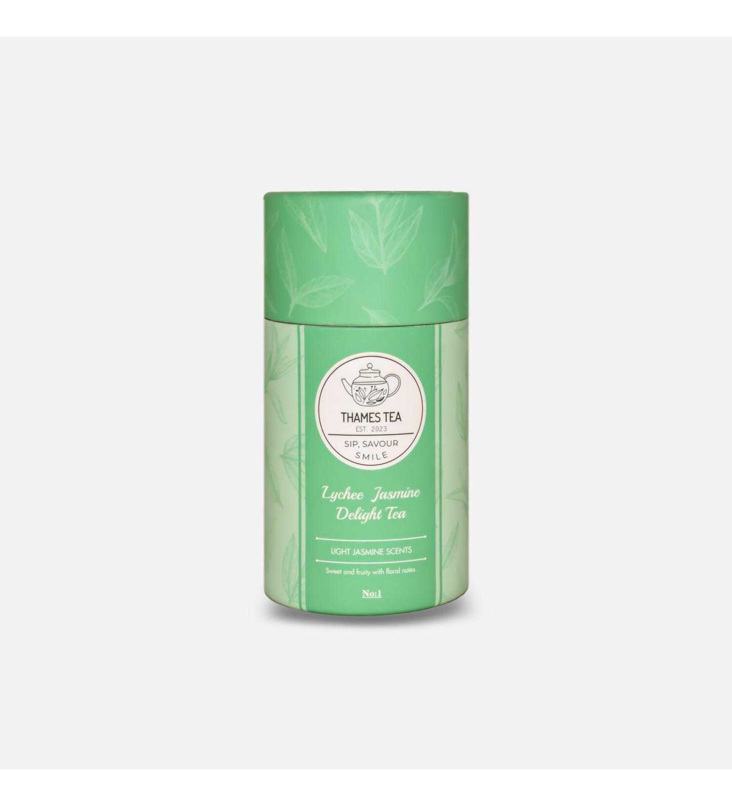 Thames Tea: Premium Flavoured Loose Leaf Tea in Tubebox (Lychee Jasmine) | Luxury British Tea Experience - Buy Online on SooperMarket.com