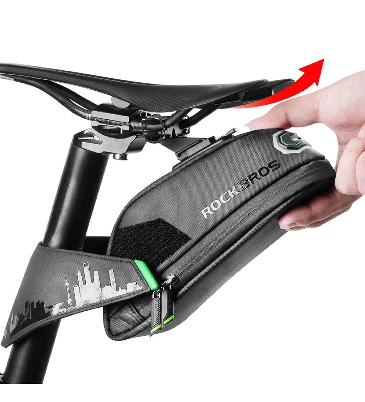 Rockbros Waterproof Bike Saddle Pocket Bag - MTB Racing 1L/1.5L Shockproof Rear Light Holder | International Shipping - Buy Online on SooperMarket.com