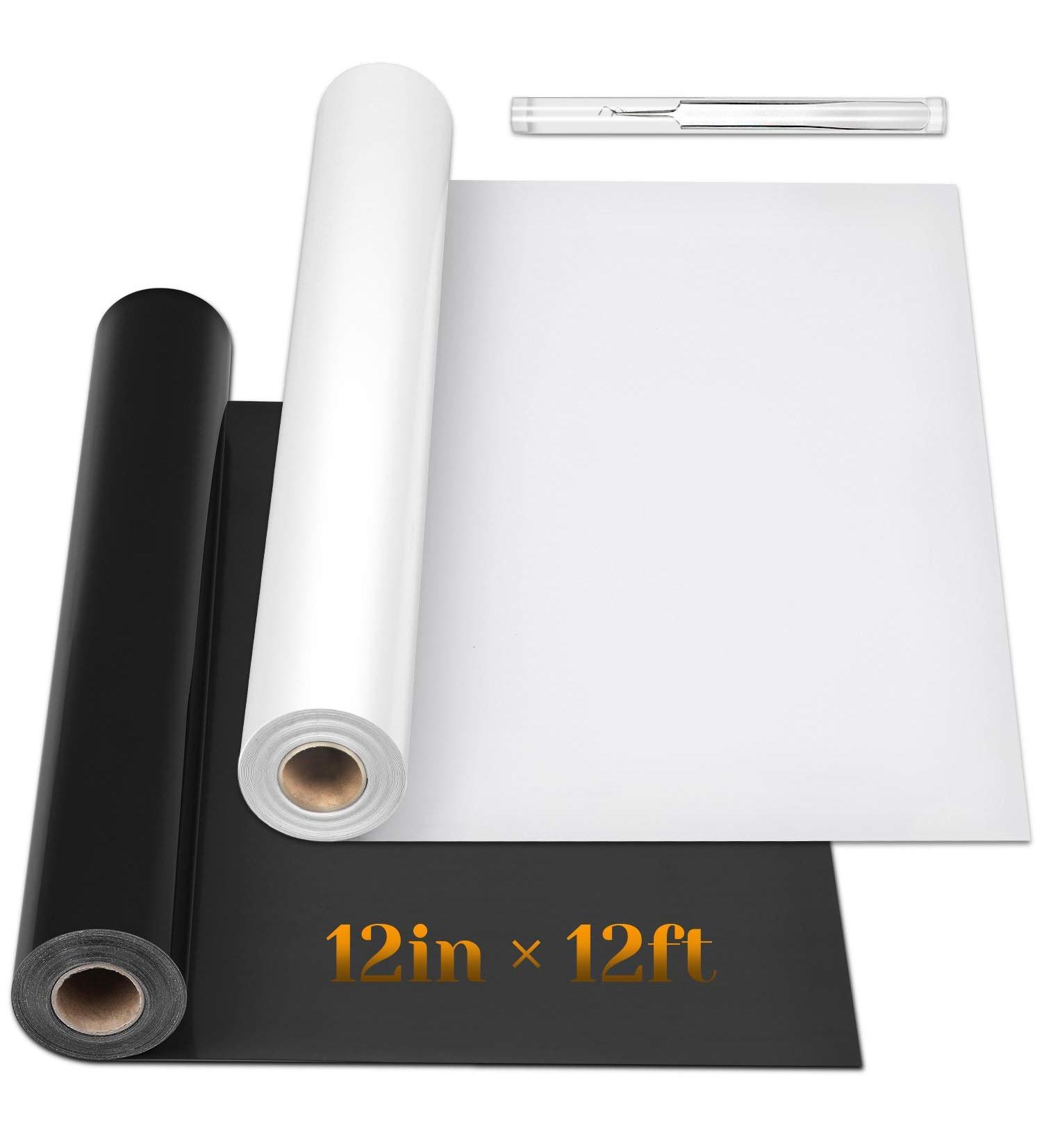 12x24ft Black&White Heat Transfer Vinyl Rolls - Flasoo 2 Rolls HTV Iron on Vinyl for Shirts - Cricut & Cameo Compatible - 12x12ft Per Roll - Buy Online on SooperMarket.com