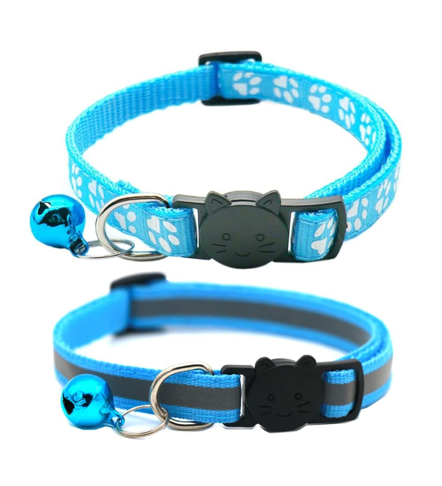 Hepplly 2-Pack Reflective Cat Collars with Bell - Quick Release Kitten Collars (Light Blue) - International Shipping Available - Buy Online on SooperMarket.com