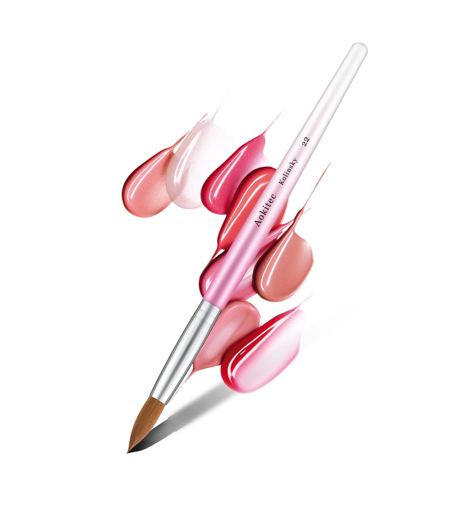 Aokitec Kolinsky #22 Acrylic Nail Brush - Professional Wood Brush for Manicure & Nail Art Pink - Buy Online on SooperMarket.com