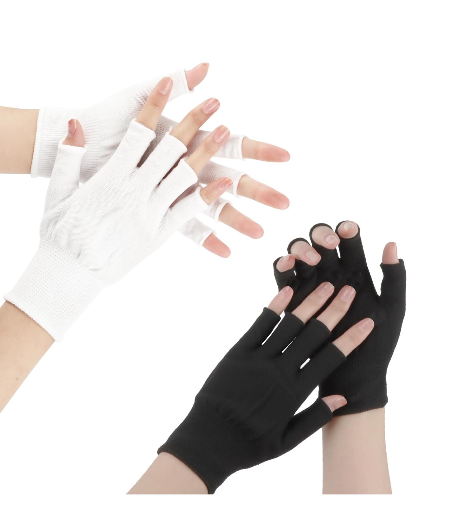 2 Pairs UV Protection Fingerless Gloves for Nails - UPF50+ Shield Gloves for Manicure Cycling & Car Rides - Buy Online on SooperMarket.com