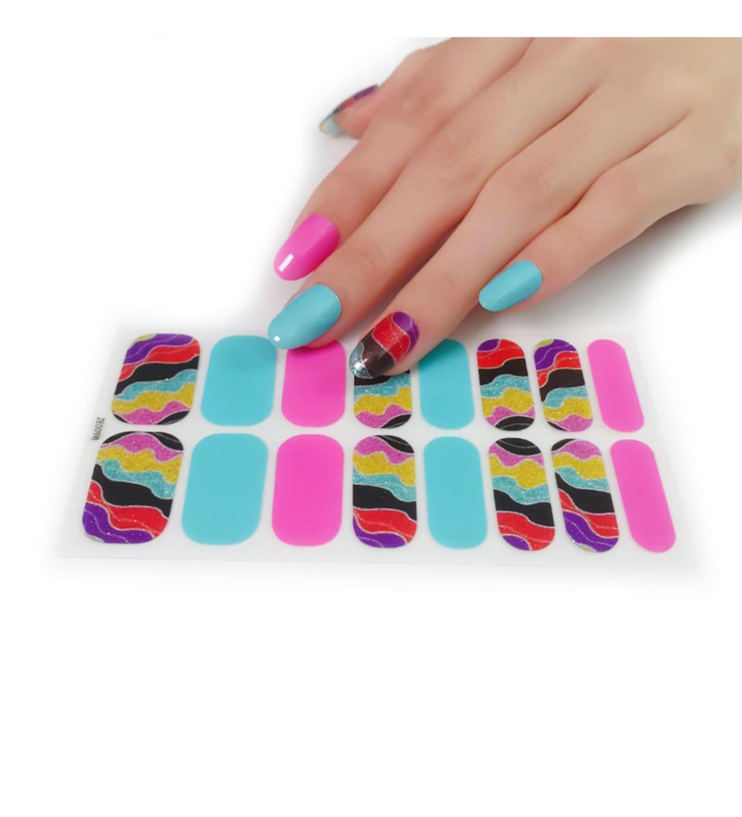 Pattern Semi Cured Gel Nail Polish Strips Full Nail Wraps Nail Polish Stickers Self-Ashesive Nail Art Nail Polish Strips for Women Valentines Day Ze0098 - Buy Online on SooperMarket.com