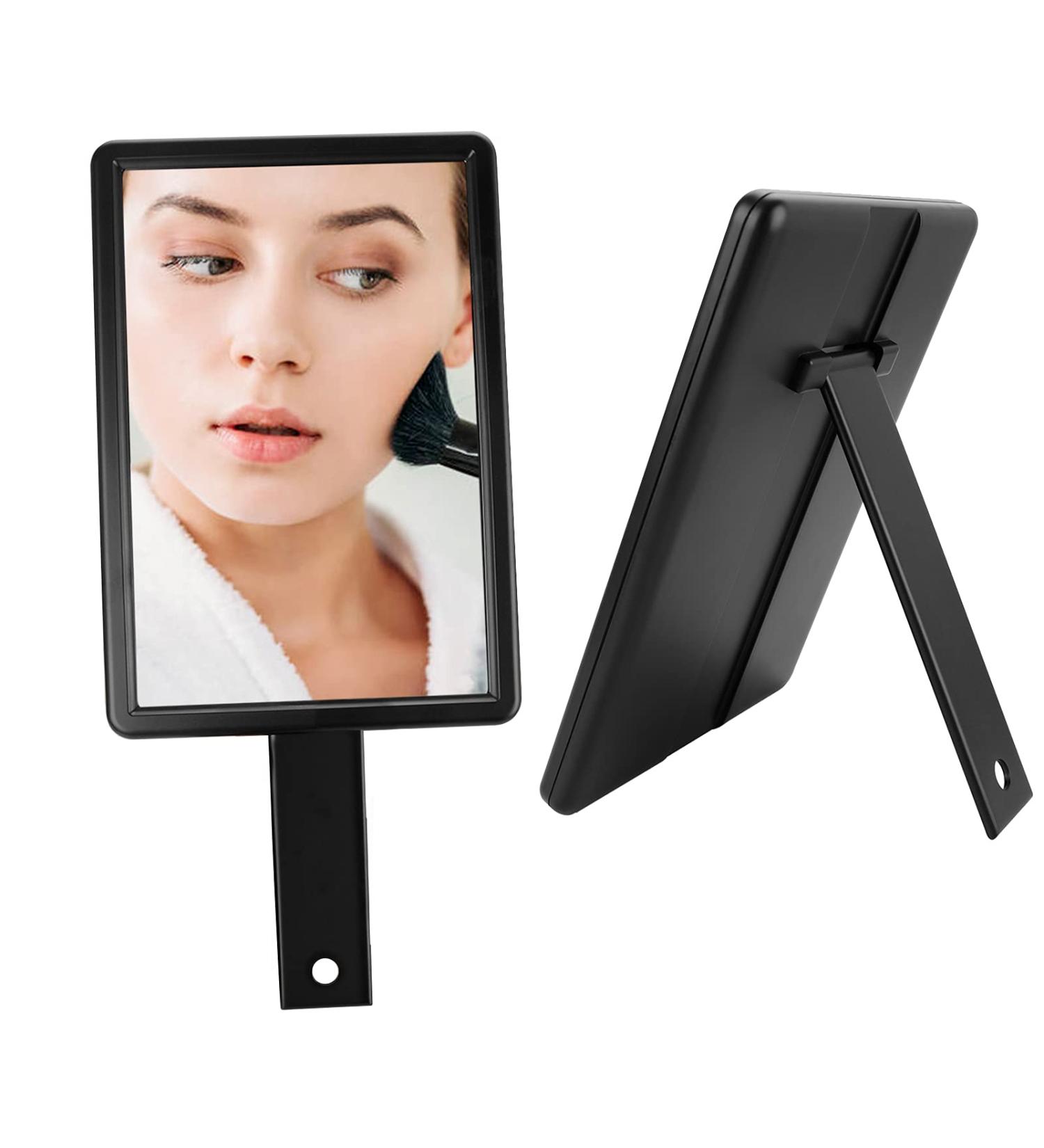 Handheld Hand Mirror for Salon and Barbershops - Portable Black Makeup Vanity Mirror with Handle - Buy Online on SooperMarket.com