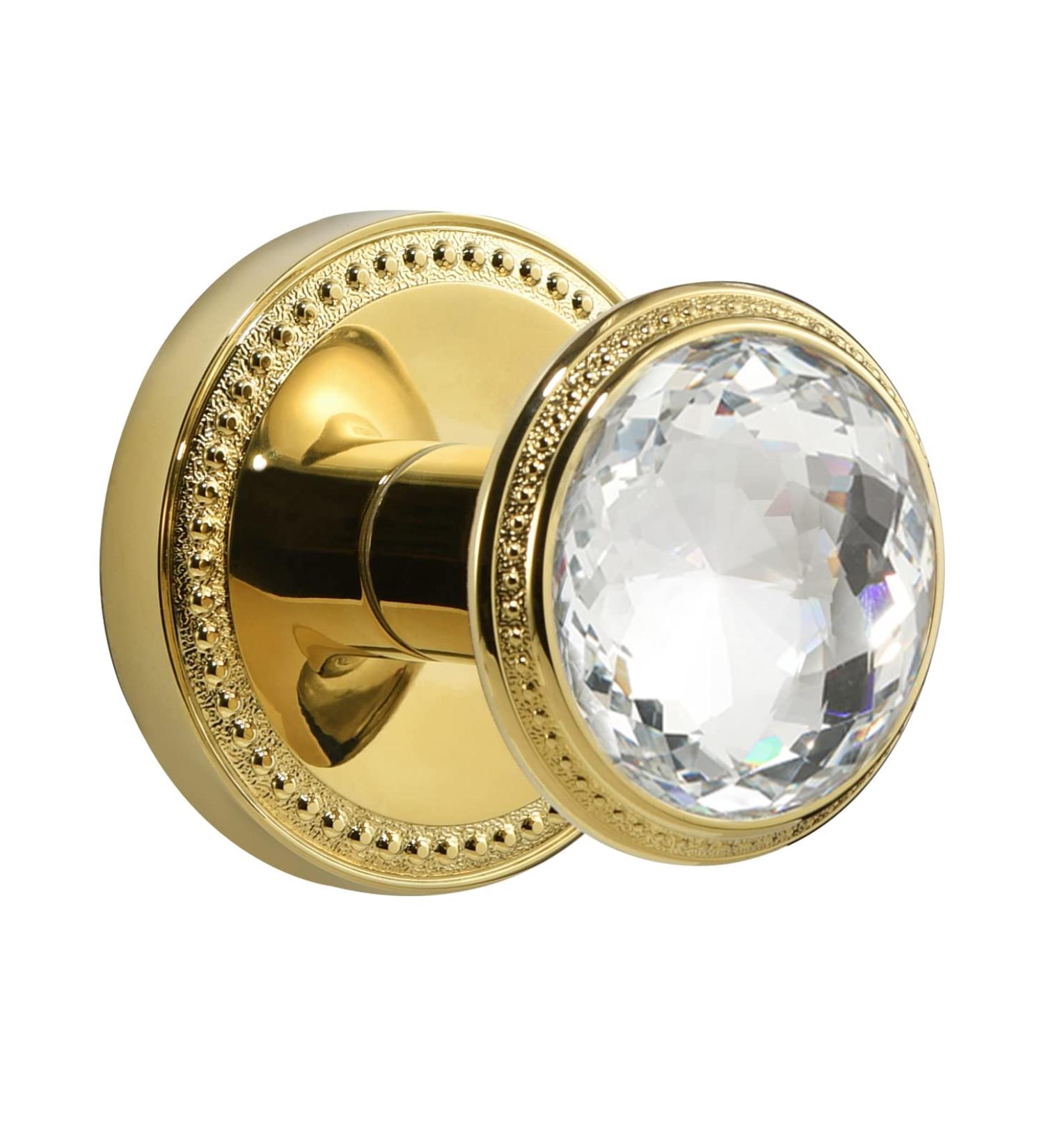 SORWDUERM Crystal Door Knobs - 2 Pack Dummy Interior Glass Knobs in Gold/Polished Brass for Elegant Home Decor - Buy Online on SooperMarket.com