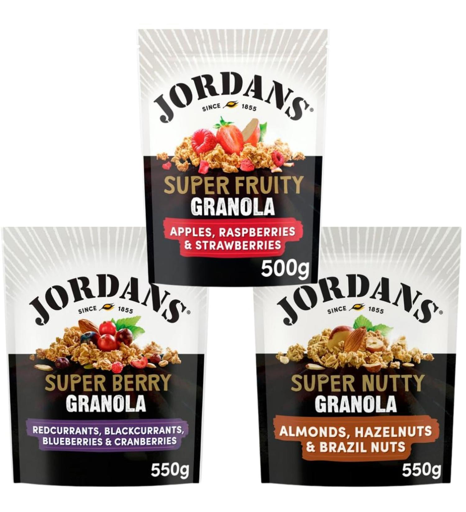 Granola Bundle with Jordans Super Berry Granola 550g Super Fruity Granola 500g and Super Nutty Granola 550g (3 Pack) - Buy Online on SooperMarket.com