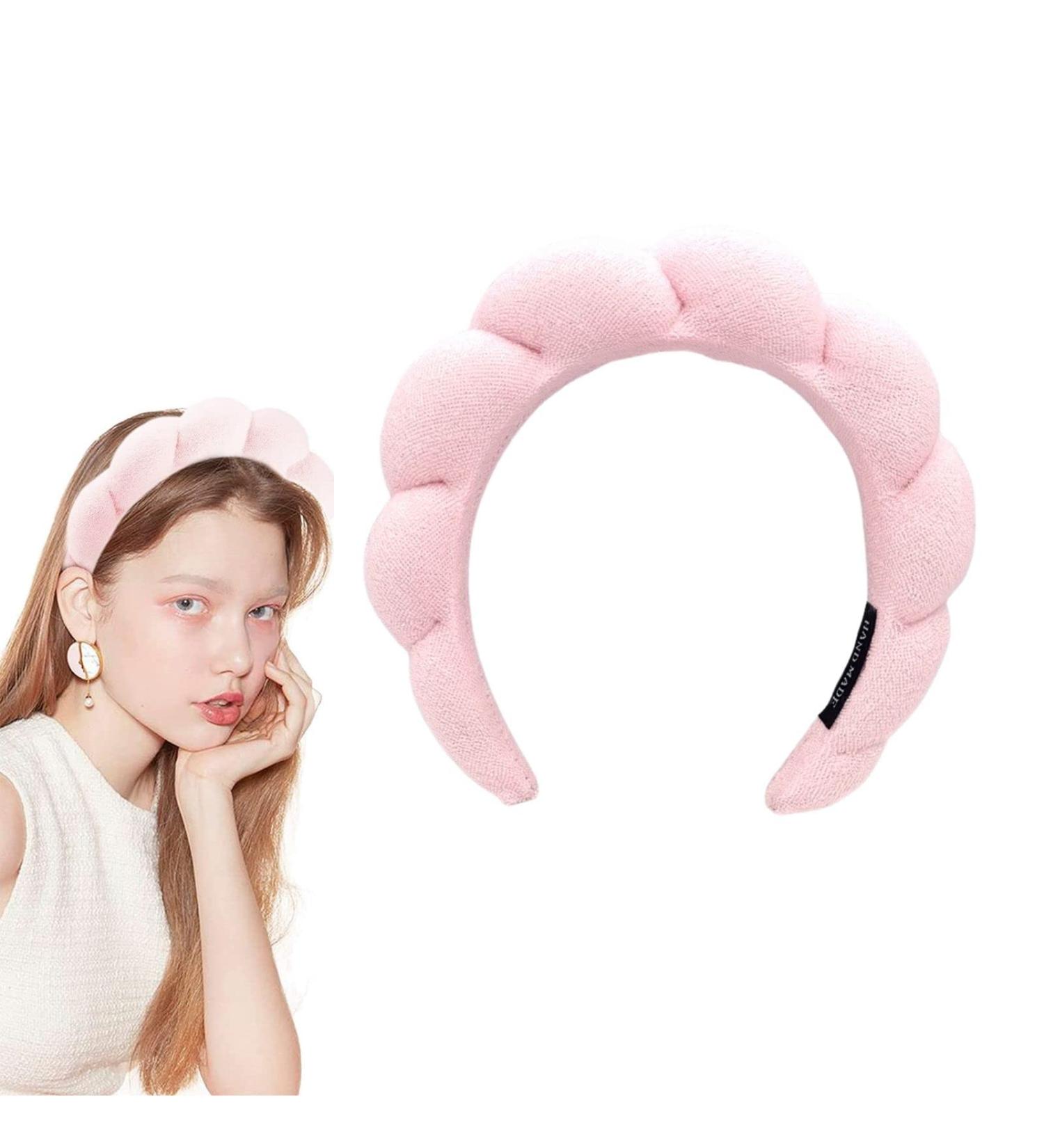 Spa Headband for Women - Terry Towel Cloth Hair Band for Face Washing, Makeup Removal, Shower - Pink Hair Accessories - Buy Online on SooperMarket.com