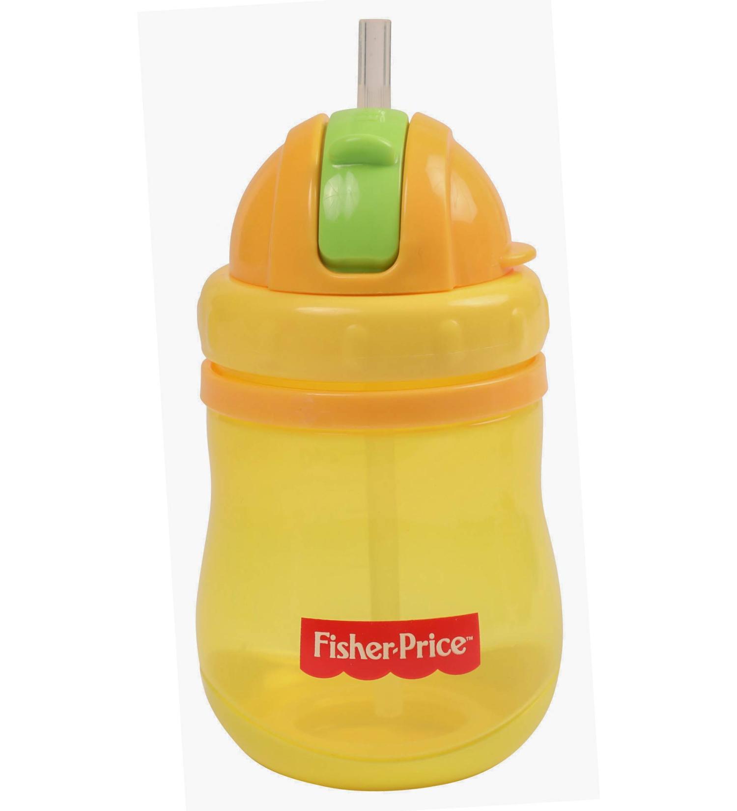 Cudlie Fisher Price Unisex Baby 14 Oz Single Pack Pop Up Straw Sipper Cup Yellow & Orange 10 ounces