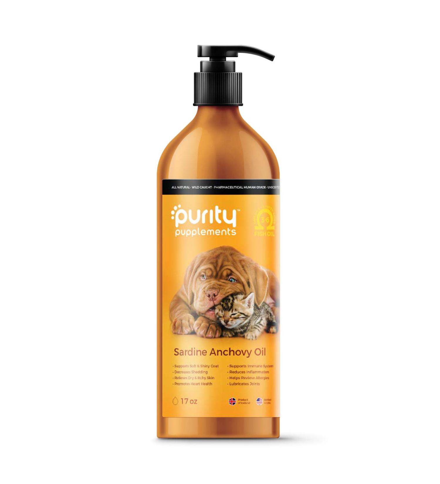 Wild Caught Icelandic Sardine Anchovy Fish Oil for Pets - Omega 3 & 6, Soft & Shiny Coat - Joint, Heart, Immune Support - 17 oz Pump Bottle - Buy Online on SooperMarket.com