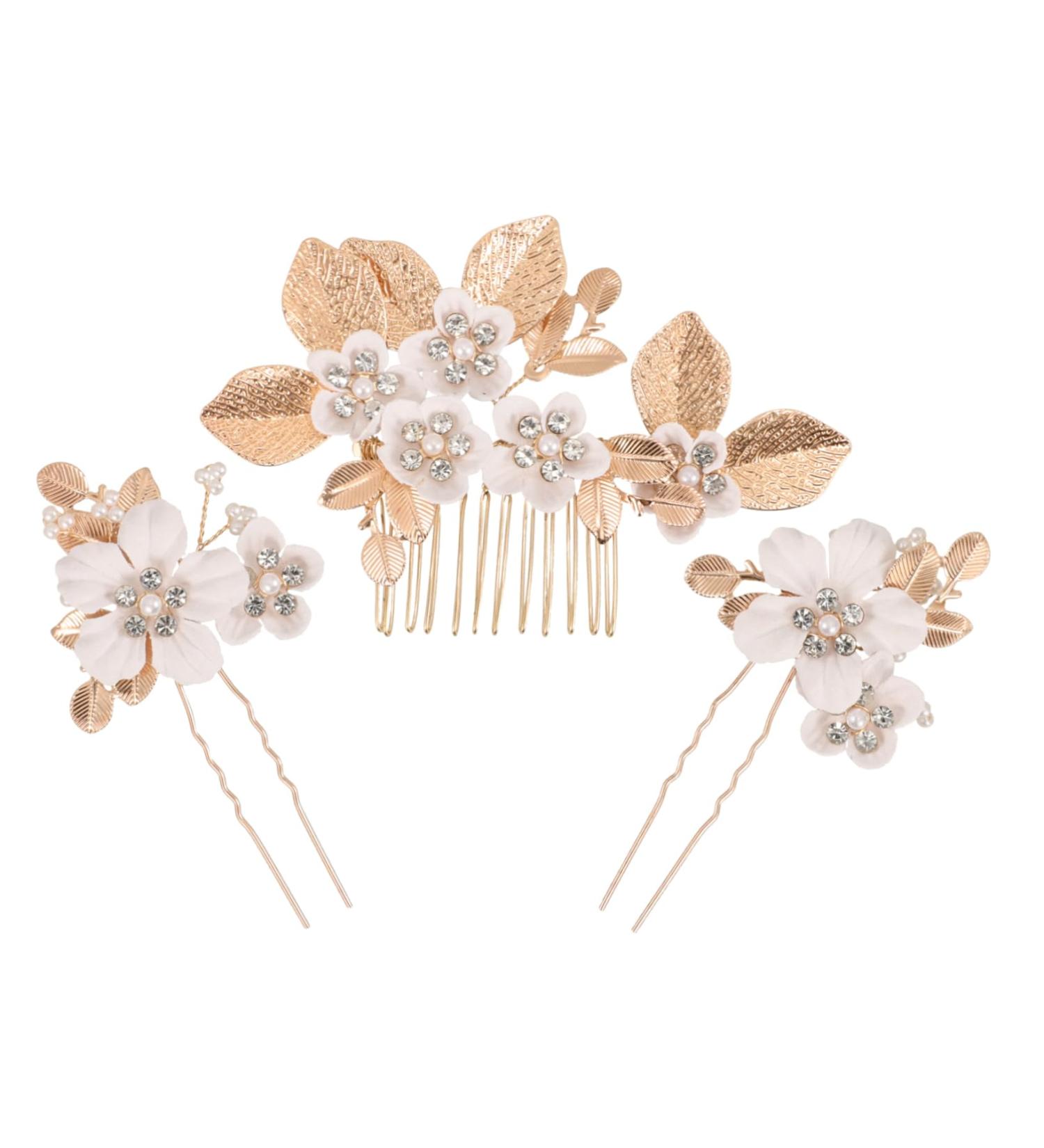 MUSISALY 1 Set Leaves and Flowers Hair Comb Flower Headpieces for Women Bride Hair Comb Wedding Hair Comb Womens Headpiece Girl Headpiece Hair Accessories for Women Flower Hair Accessories - Buy Online on SooperMarket.com