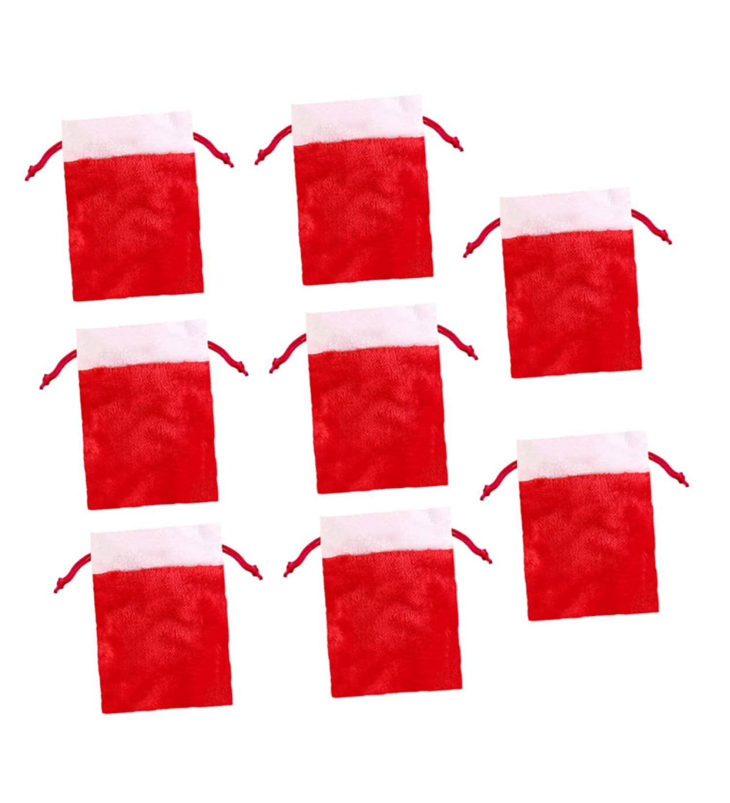 OFFSCH 8pcs Christmas Plush Bag Decor Xmas Present Bags Candy Storage Pouch Christmas Tree Pendant - Buy Online on SooperMarket.com