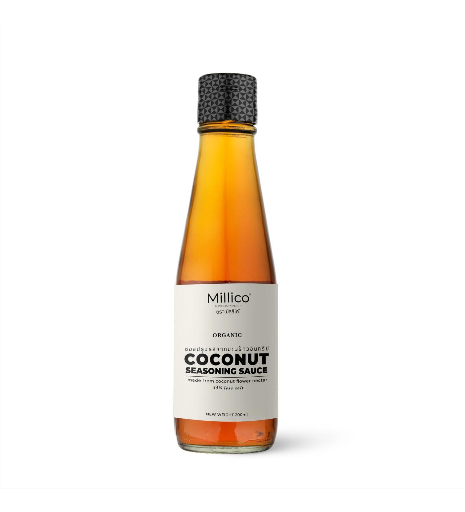 Millico Organic Coconut Seasoning Sauce 200ml - Ideal for Thai Cuisine | Soy-Free, Low Sodium & Made from Coconut Flower Nectar - Buy Online on SooperMarket.com