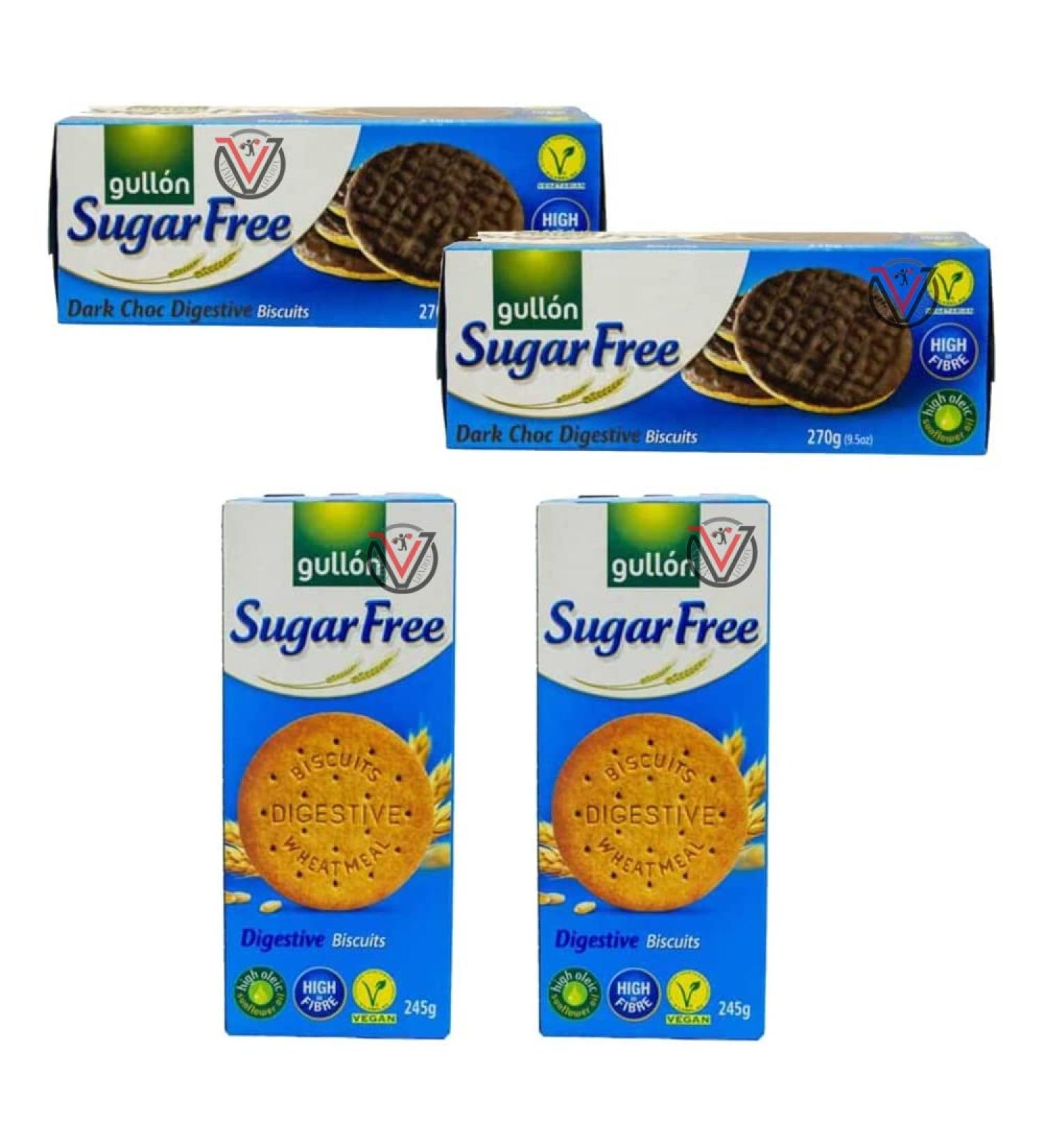 04 Mixed Gullon Sugar Free Digestives 245g & Dark Chocolate Digestives 270g - Buy Online on SooperMarket.com