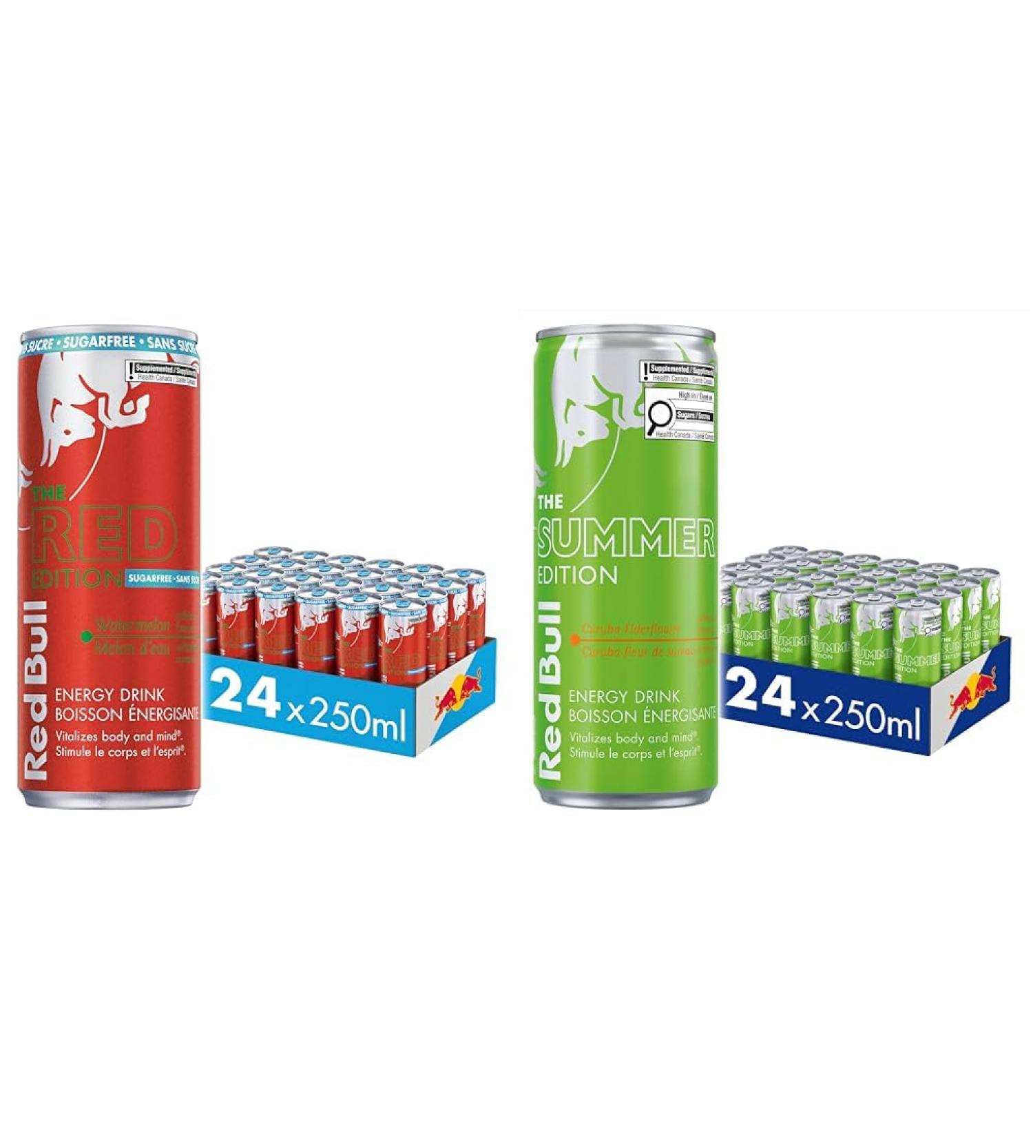 Red Bull Energy Drink Watermelon Sugarfree 250ml (24pk) & Energy Drink Curuba-Elderflower 250ml (24 pack) - Buy Online on SooperMarket.com