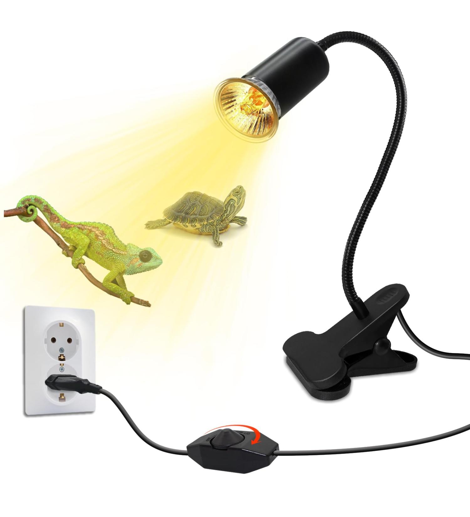 Premium Turtle Heat Lamp for Reptiles - UVB Terrarium Light with 240cm Cable & Adjustable Swan Neck | Ideal for Aquariums - No Bulb Included - Buy Online on SooperMarket.com